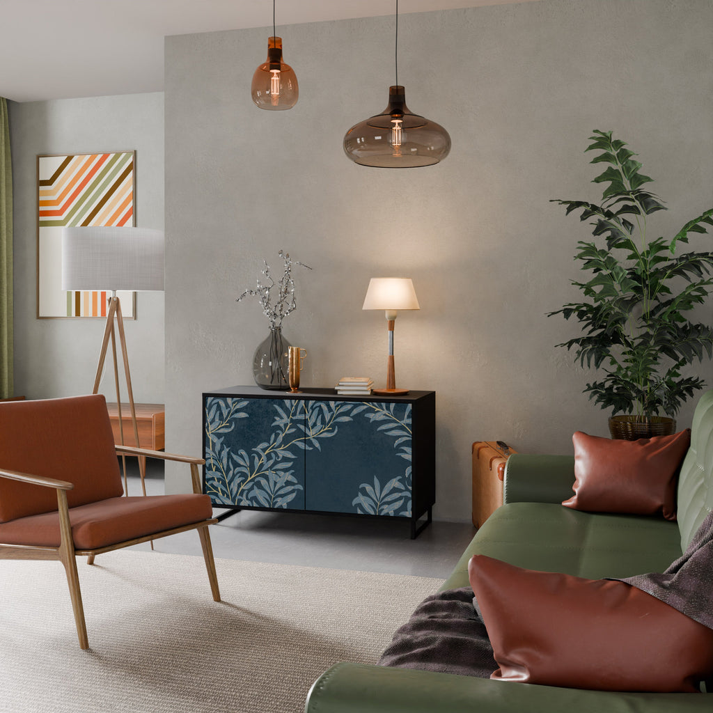 BLUE LEAVES 2-Door Sideboard in Black Finish