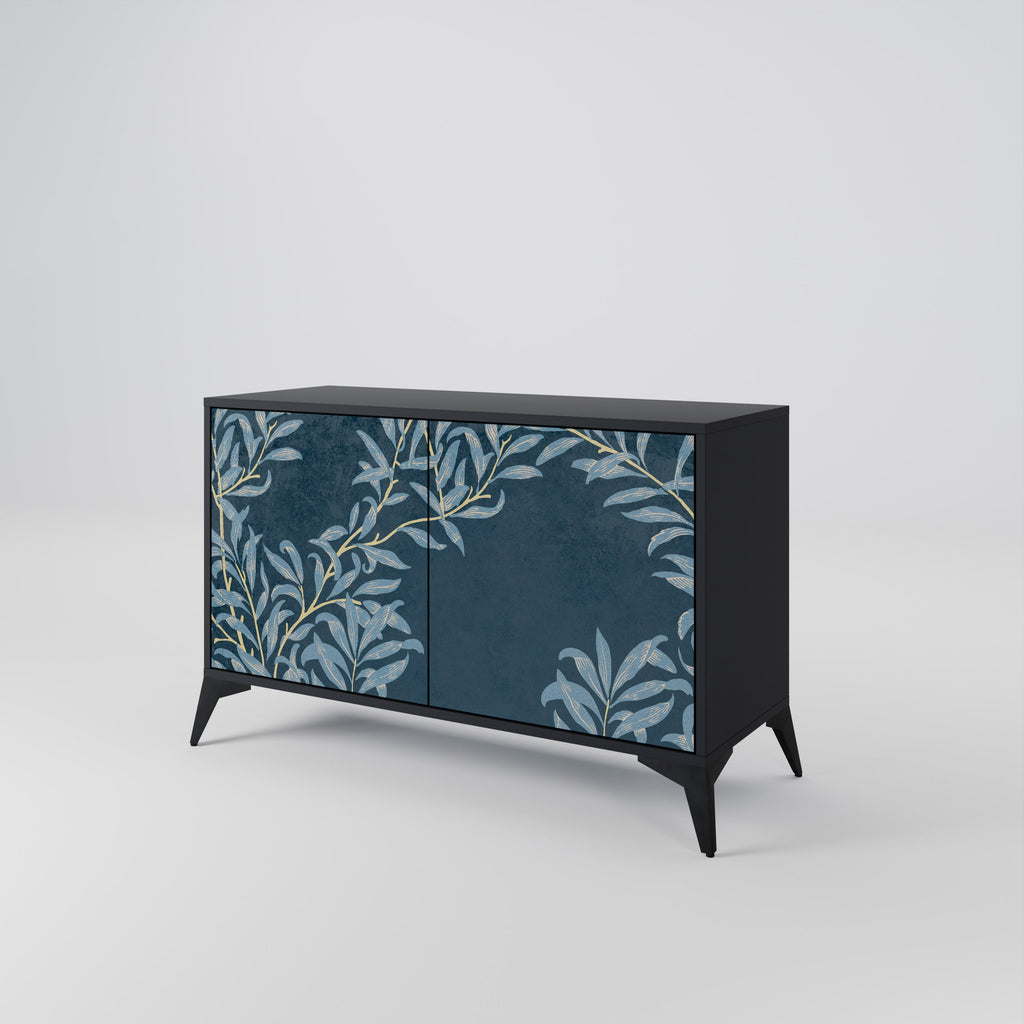 BLUE LEAVES 2-Door Sideboard in Black Finish