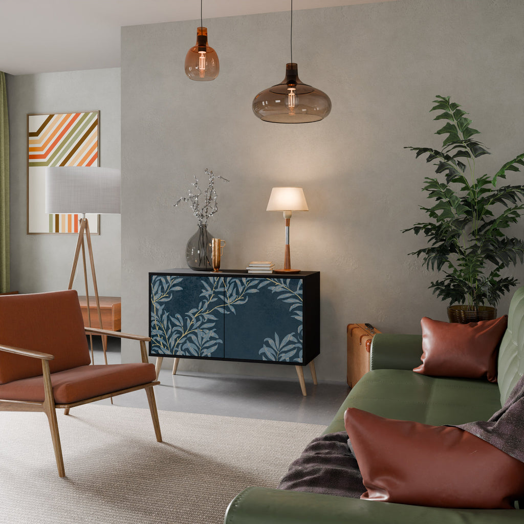 BLUE LEAVES 2-Door Sideboard in Black Finish