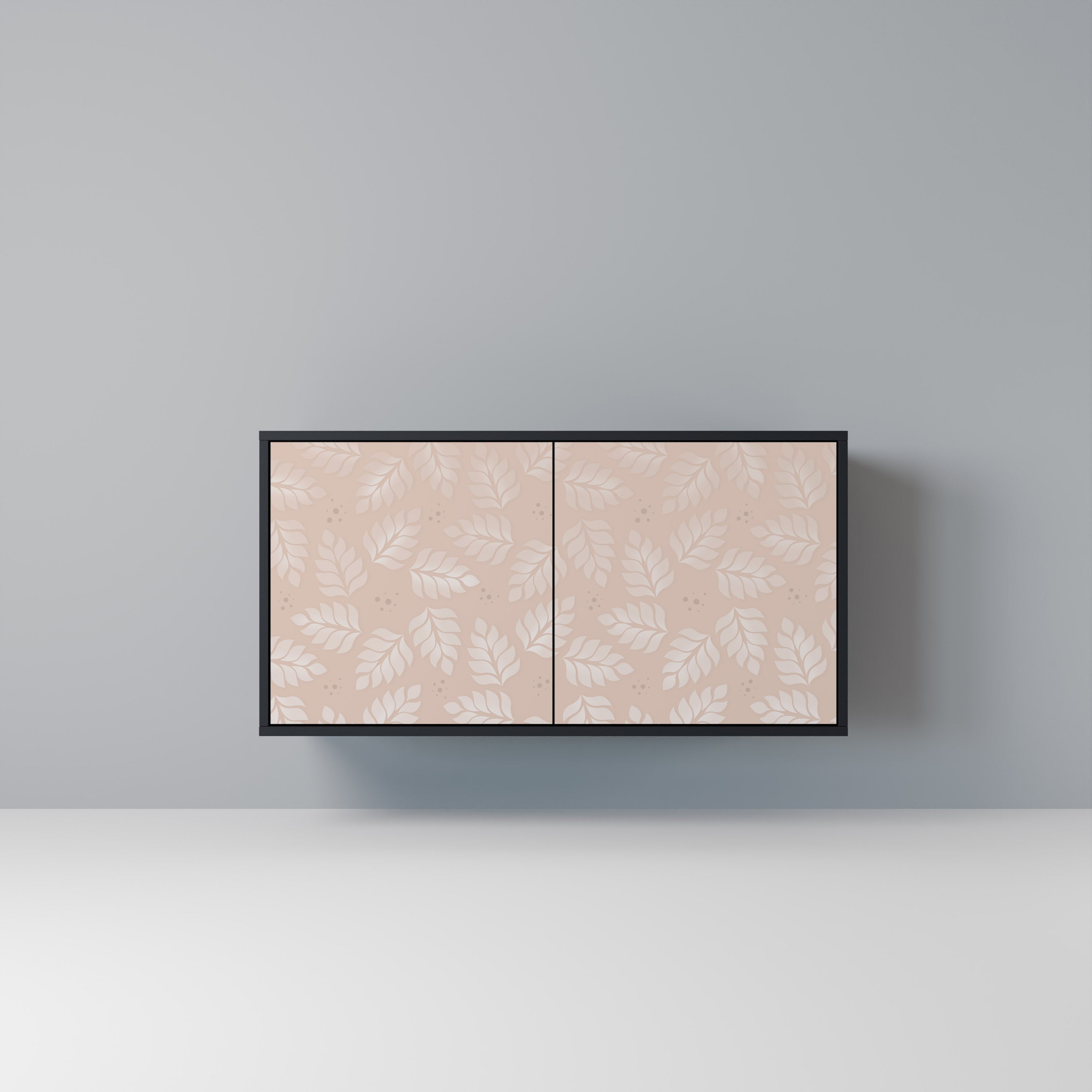 LEAVES ON BEIGE Aparador de 2 Portas em Acabamento Preto