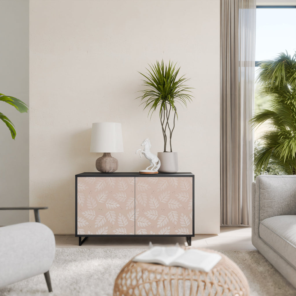 LEAVES ON BEIGE Aparador de 2 Portas em Acabamento Preto