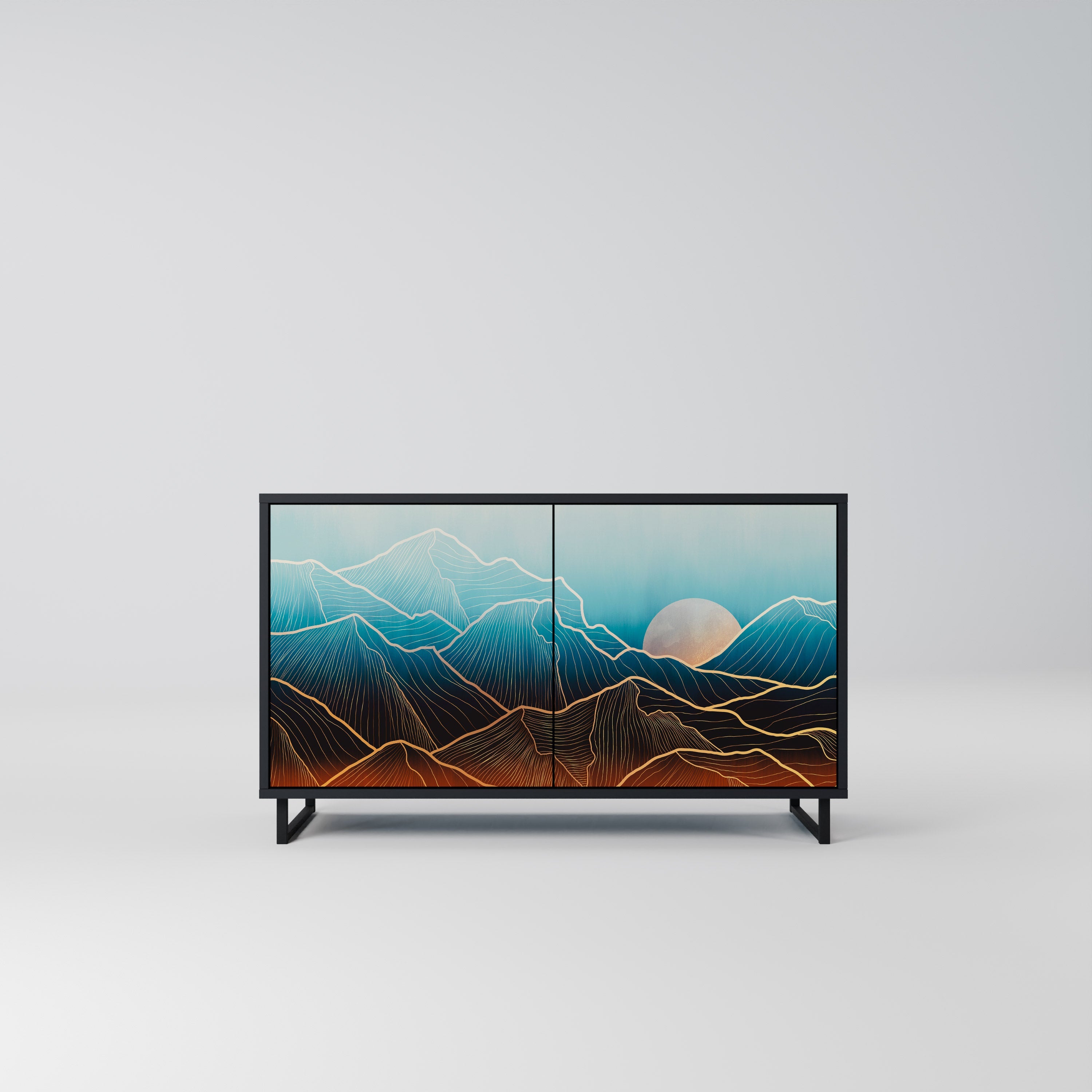 LUNAR SECRETS Aparador de 2 Portas em Acabamento Preto