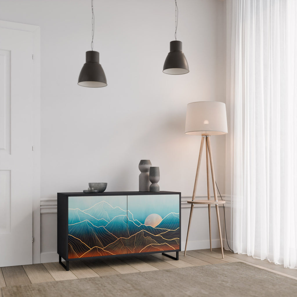 LUNAR SECRETS Aparador de 2 Portas em Acabamento Preto