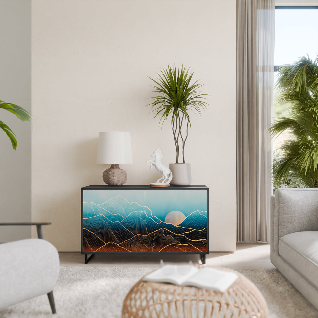 LUNAR SECRETS Aparador de 2 Portas em Acabamento Preto