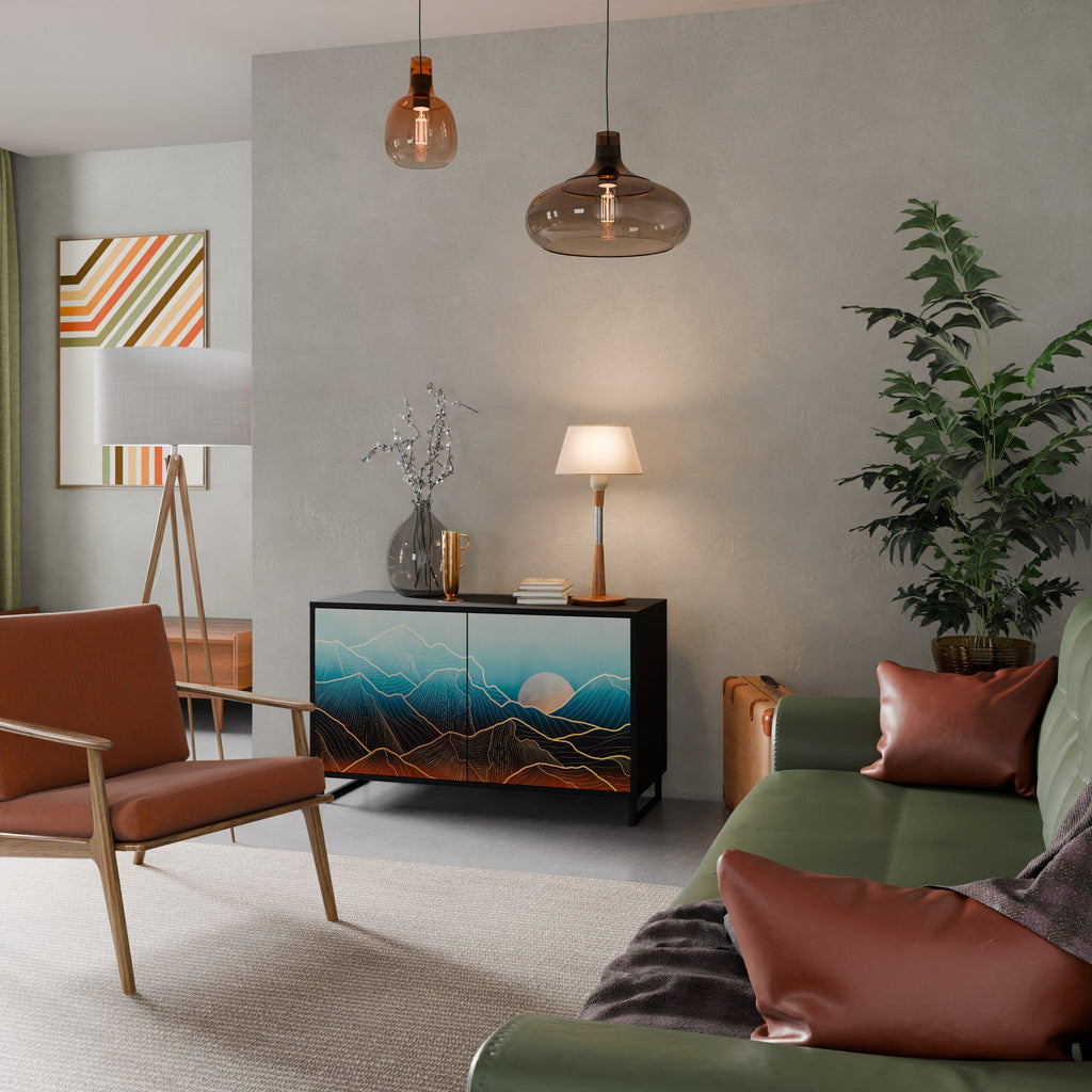 LUNAR SECRETS Aparador de 2 Portas em Acabamento Preto