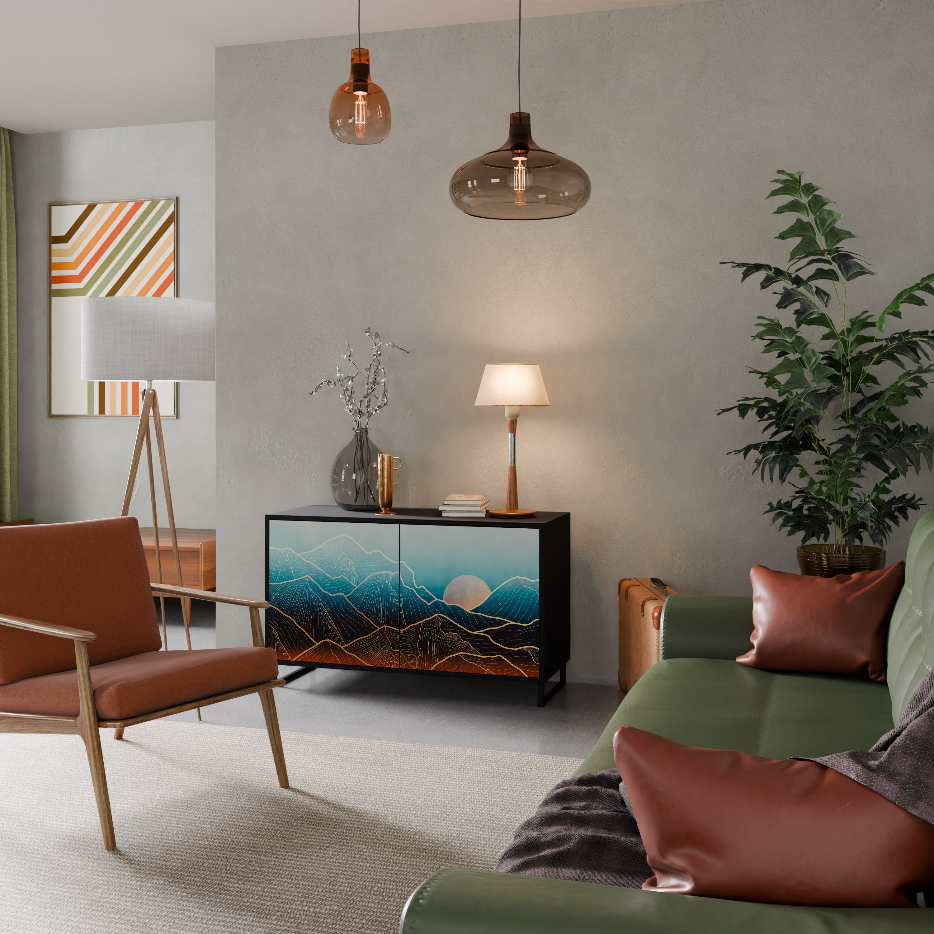 LUNAR SECRETS Aparador de 2 Portas em Acabamento Preto