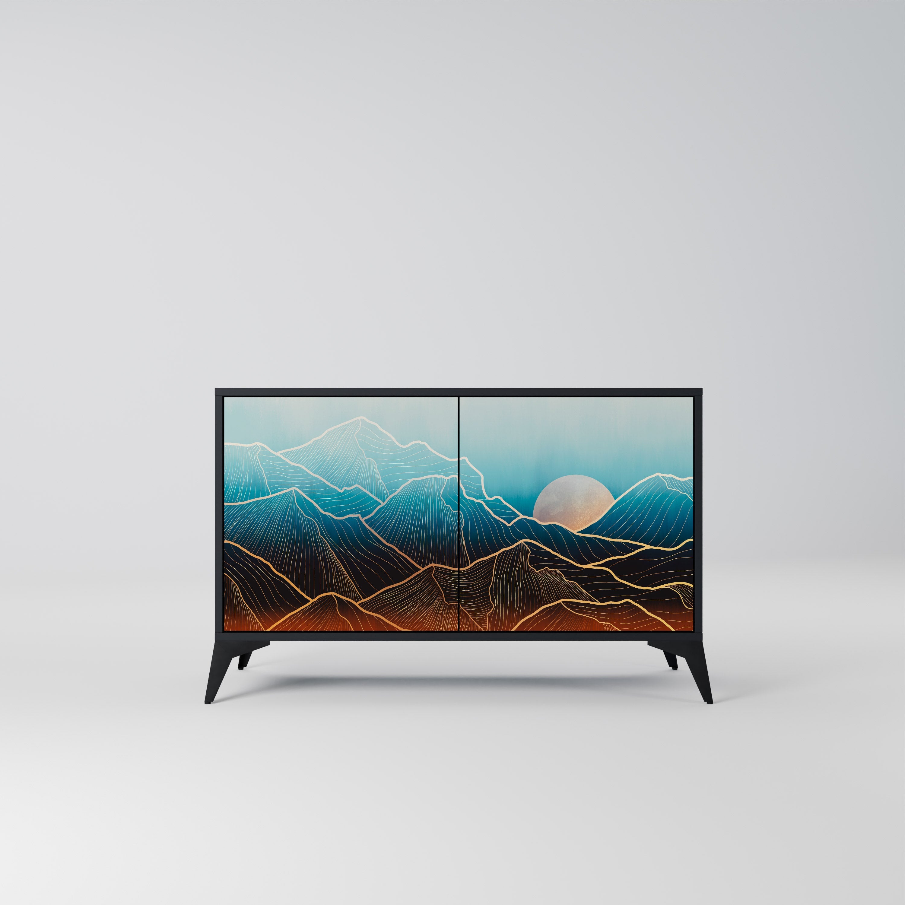 LUNAR SECRETS Aparador de 2 Portas em Acabamento Preto