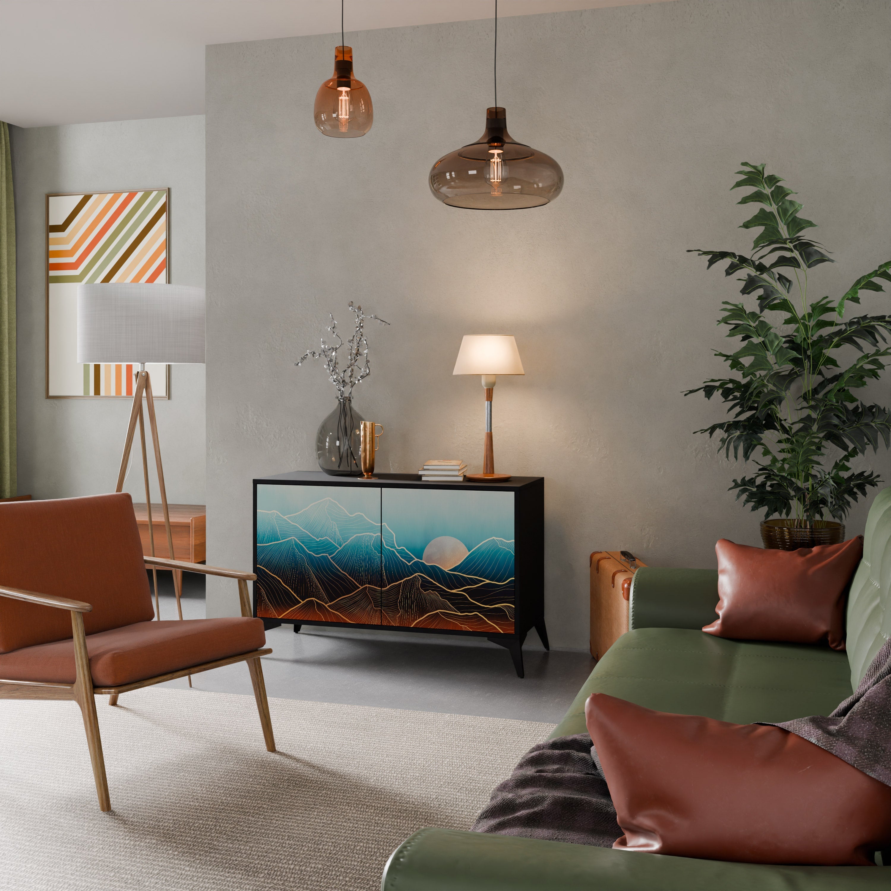 LUNAR SECRETS Aparador de 2 Portas em Acabamento Preto