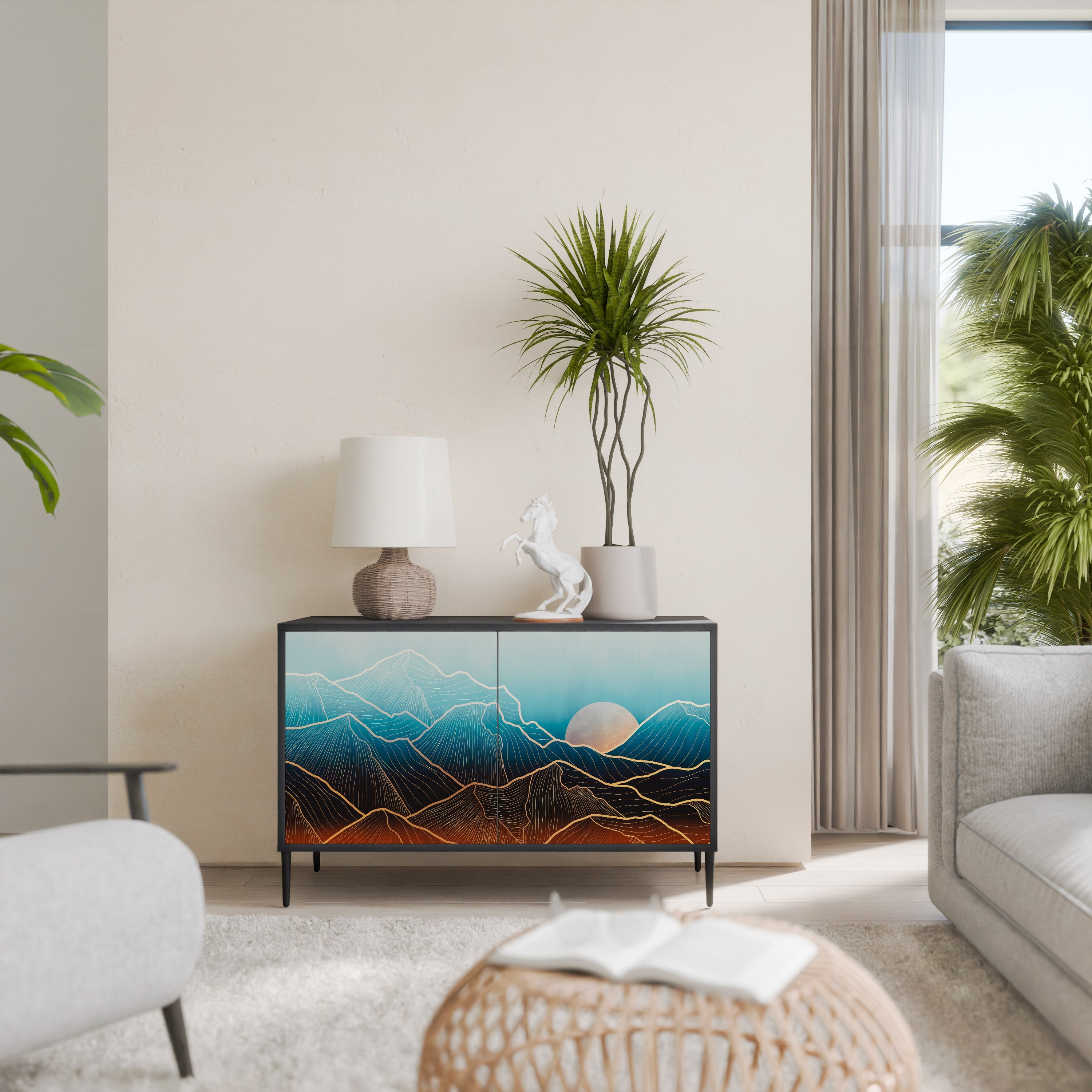 LUNAR SECRETS Aparador de 2 Portas em Acabamento Preto