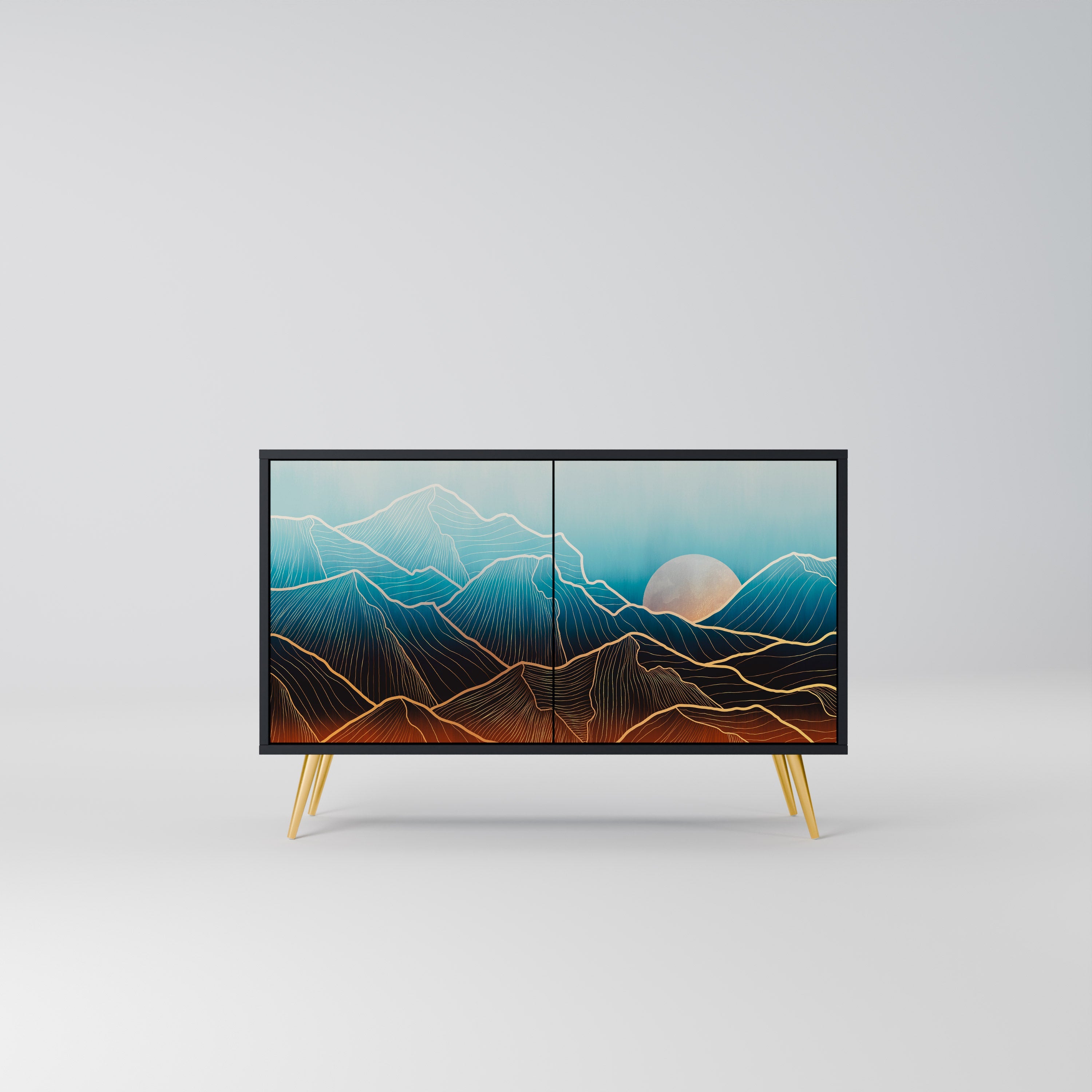 LUNAR SECRETS Aparador de 2 Portas em Acabamento Preto