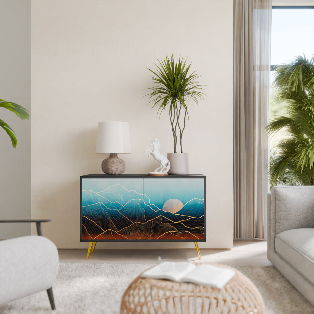 LUNAR SECRETS Aparador de 2 Portas em Acabamento Preto