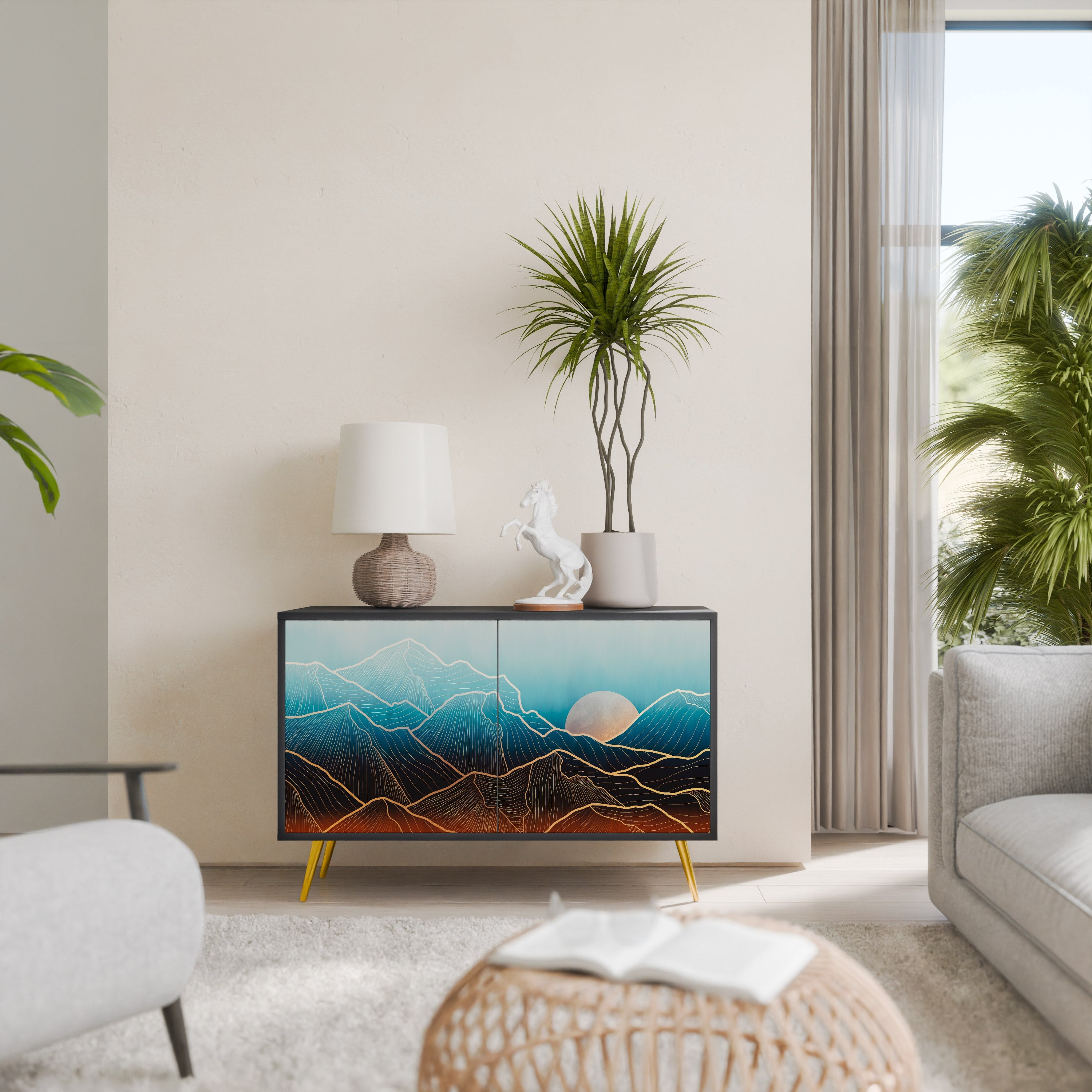 LUNAR SECRETS Aparador de 2 Portas em Acabamento Preto