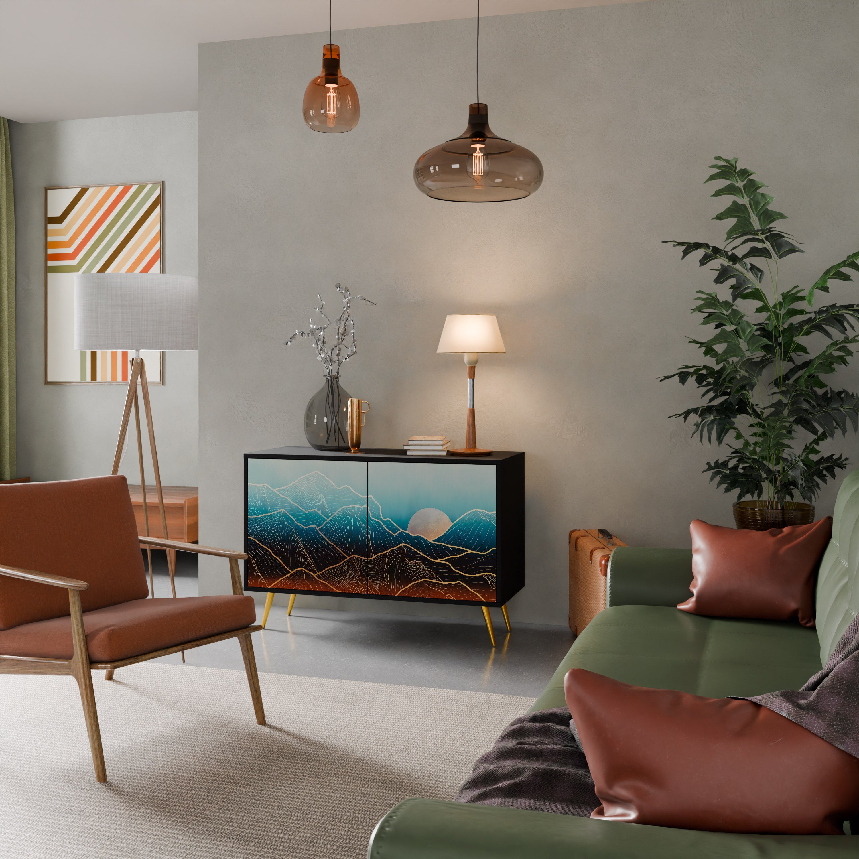 LUNAR SECRETS Aparador de 2 Portas em Acabamento Preto