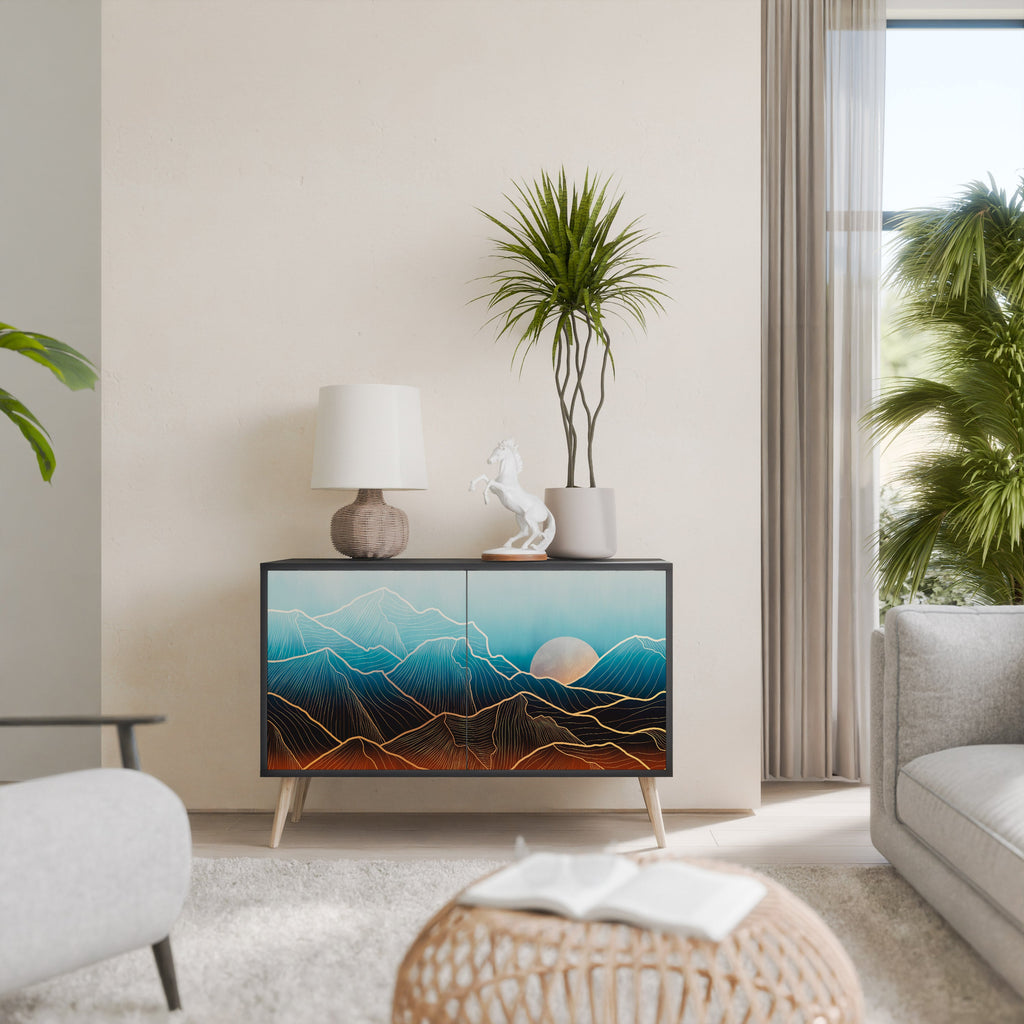 LUNAR SECRETS Aparador de 2 Portas em Acabamento Preto