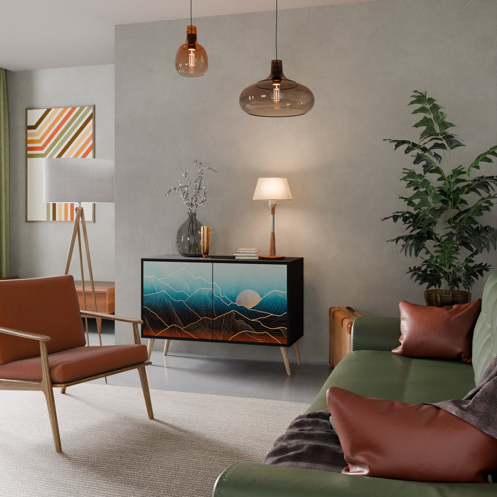 LUNAR SECRETS Aparador de 2 Portas em Acabamento Preto