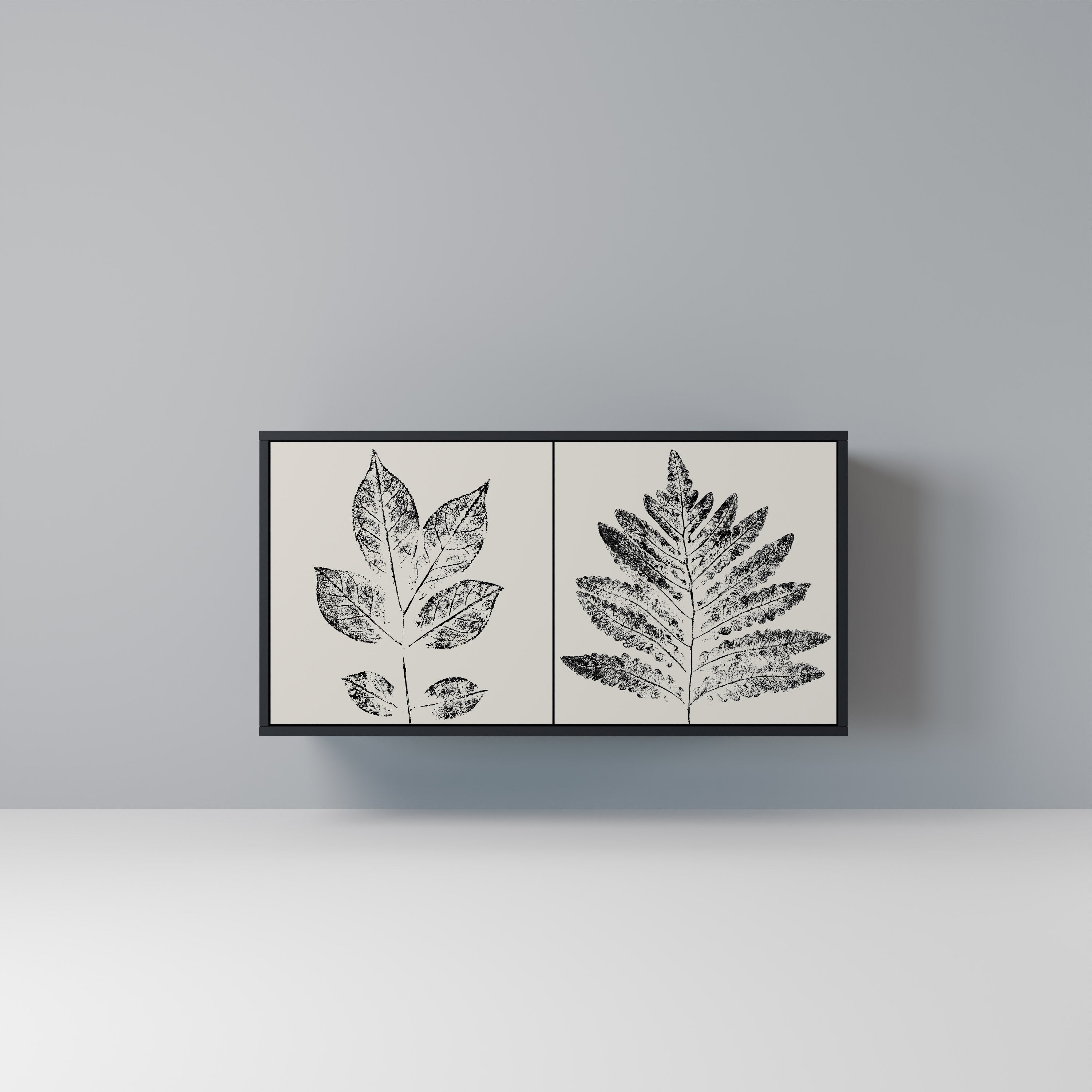 LEAFY STAMPS Aparador de 2 Portas em Acabamento Preto