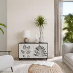 LEAFY STAMPS Aparador de 2 Portas em Acabamento Preto