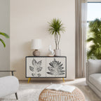 LEAFY STAMPS Aparador de 2 Portas em Acabamento Preto