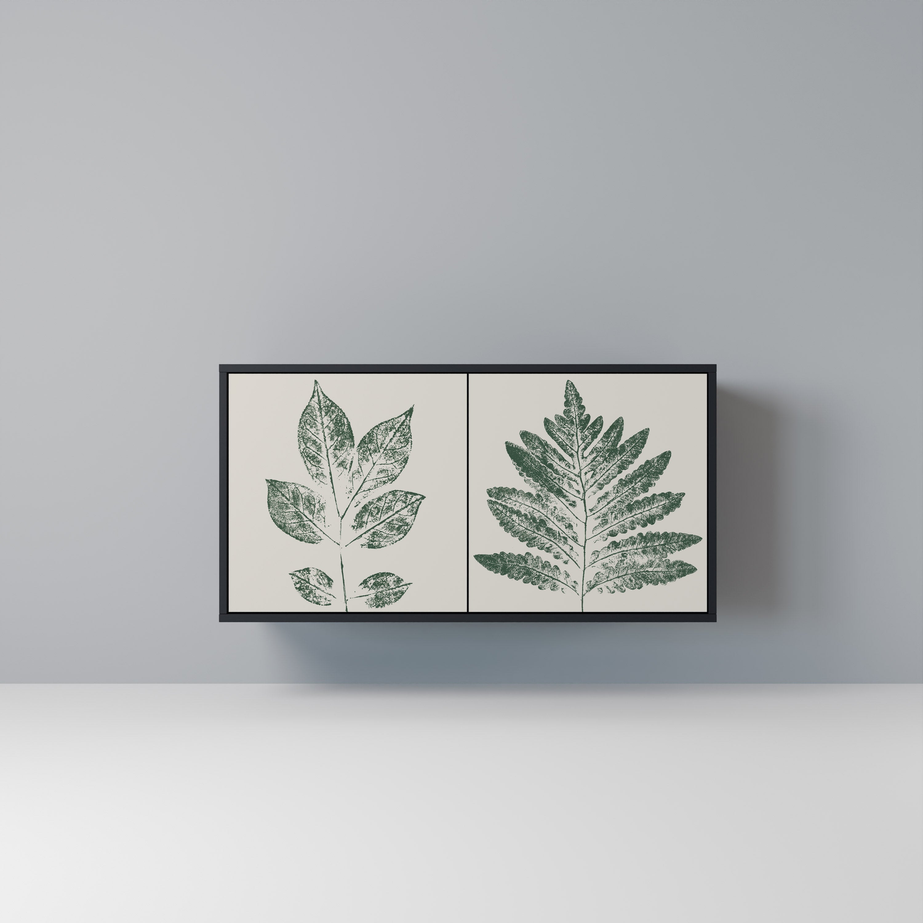 GREEN LEAFY STAMPS Aparador de 2 Portas em Acabamento Preto
