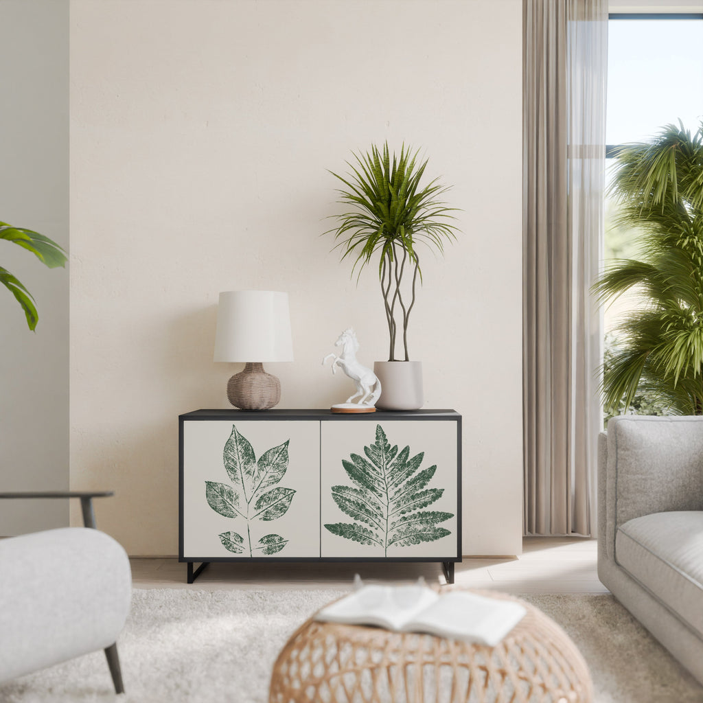 GREEN LEAFY STAMPS Aparador de 2 Portas em Acabamento Preto