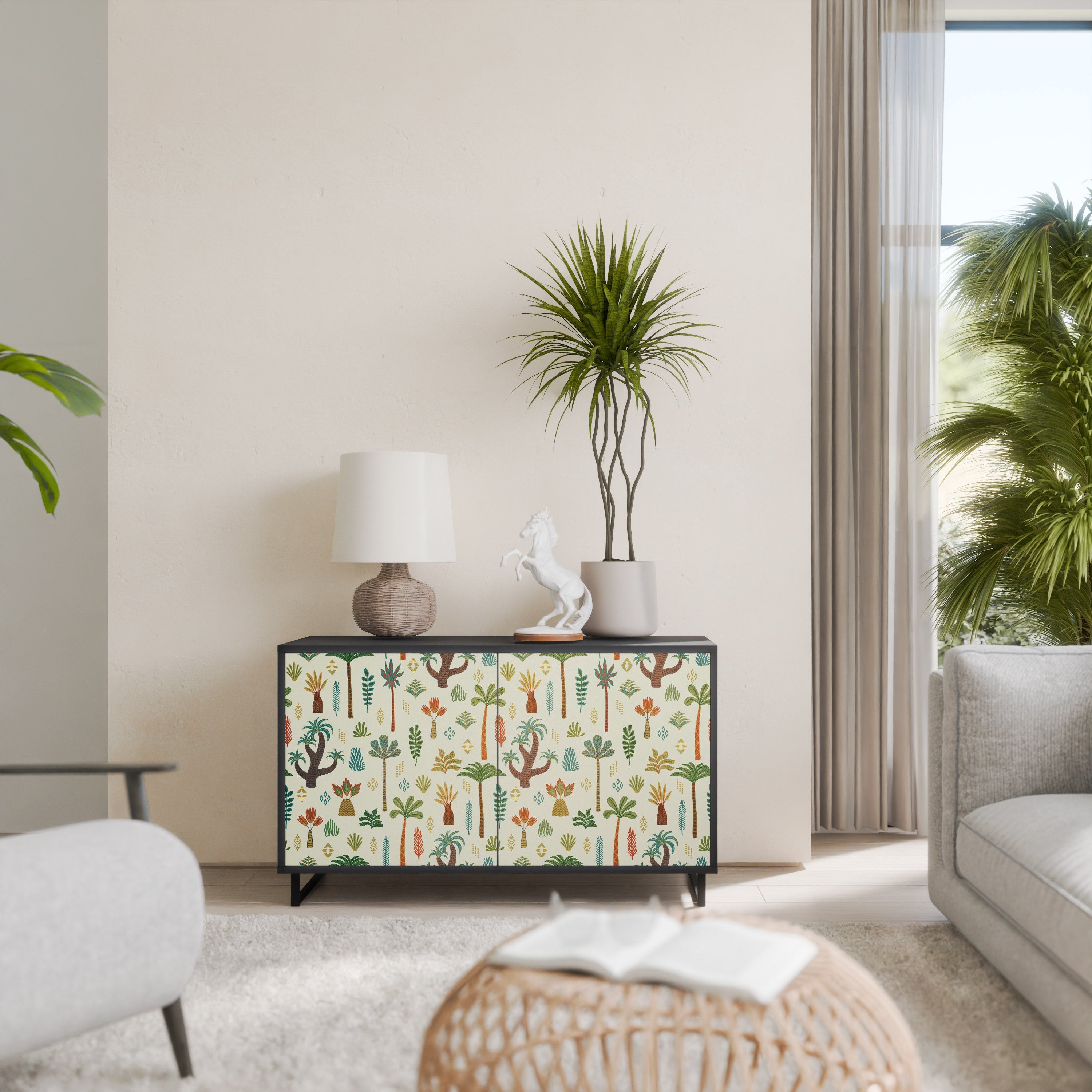 PALM SPRING Aparador de 2 Portas em Acabamento Preto