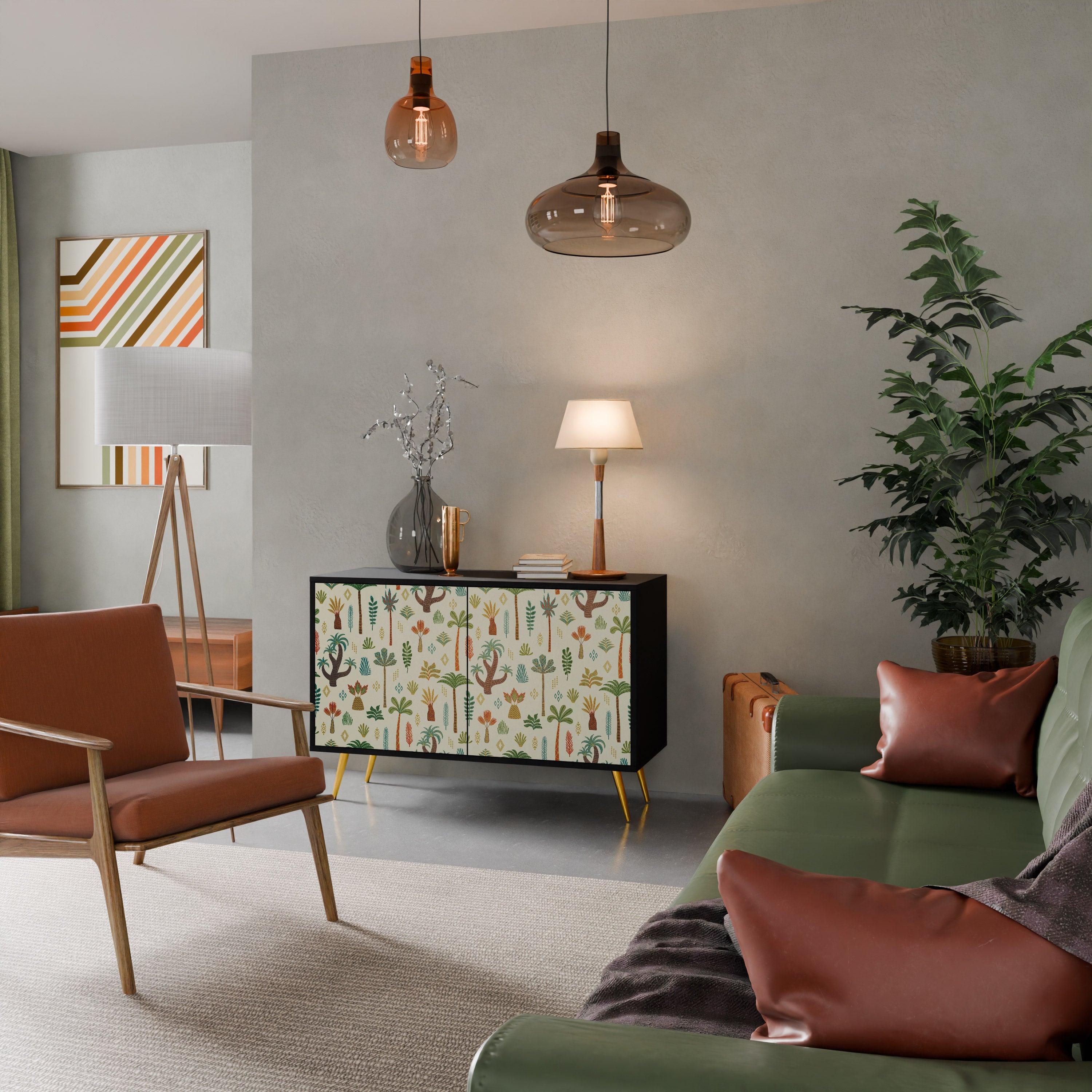 PALM SPRING Aparador de 2 Portas em Acabamento Preto