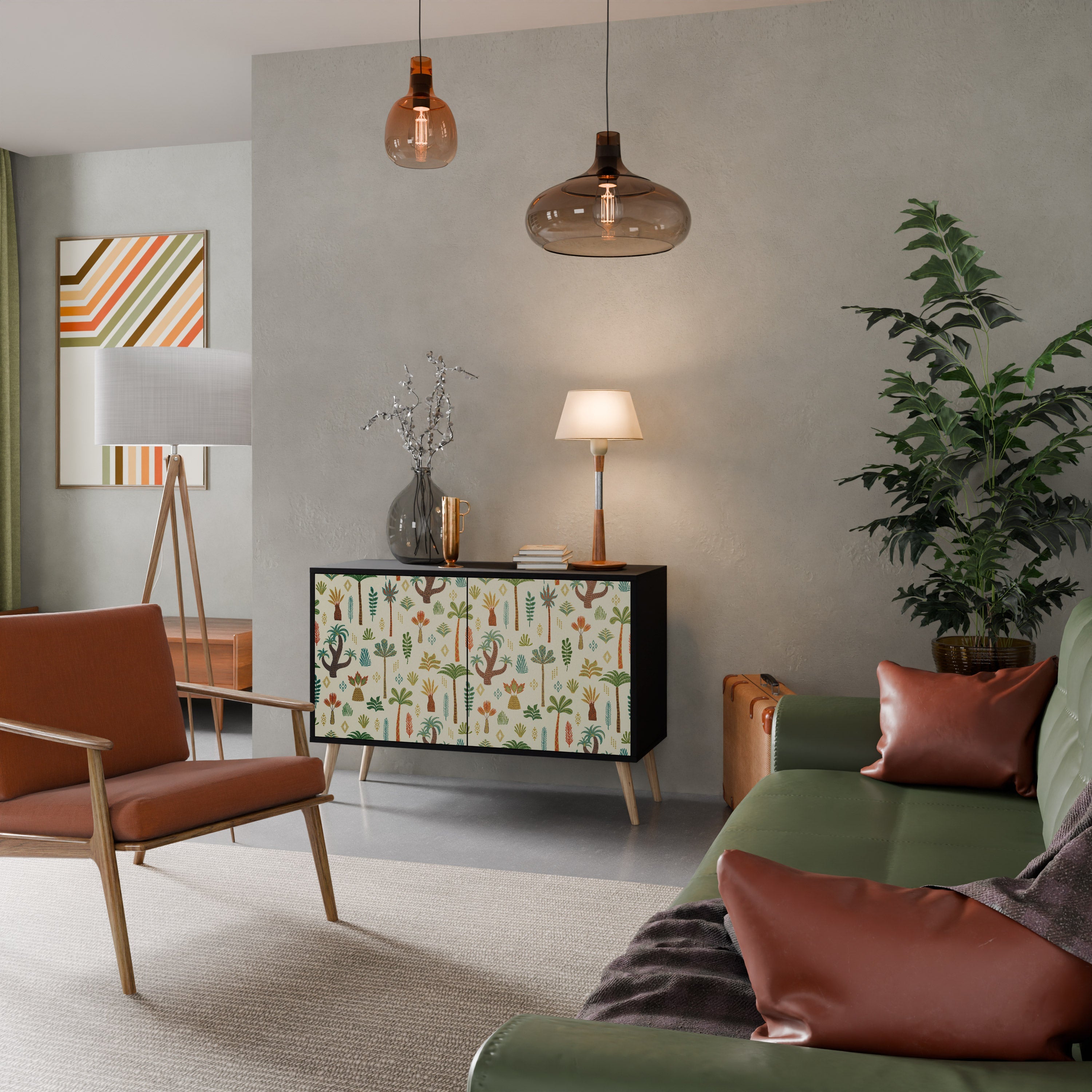 PALM SPRING Aparador de 2 Portas em Acabamento Preto