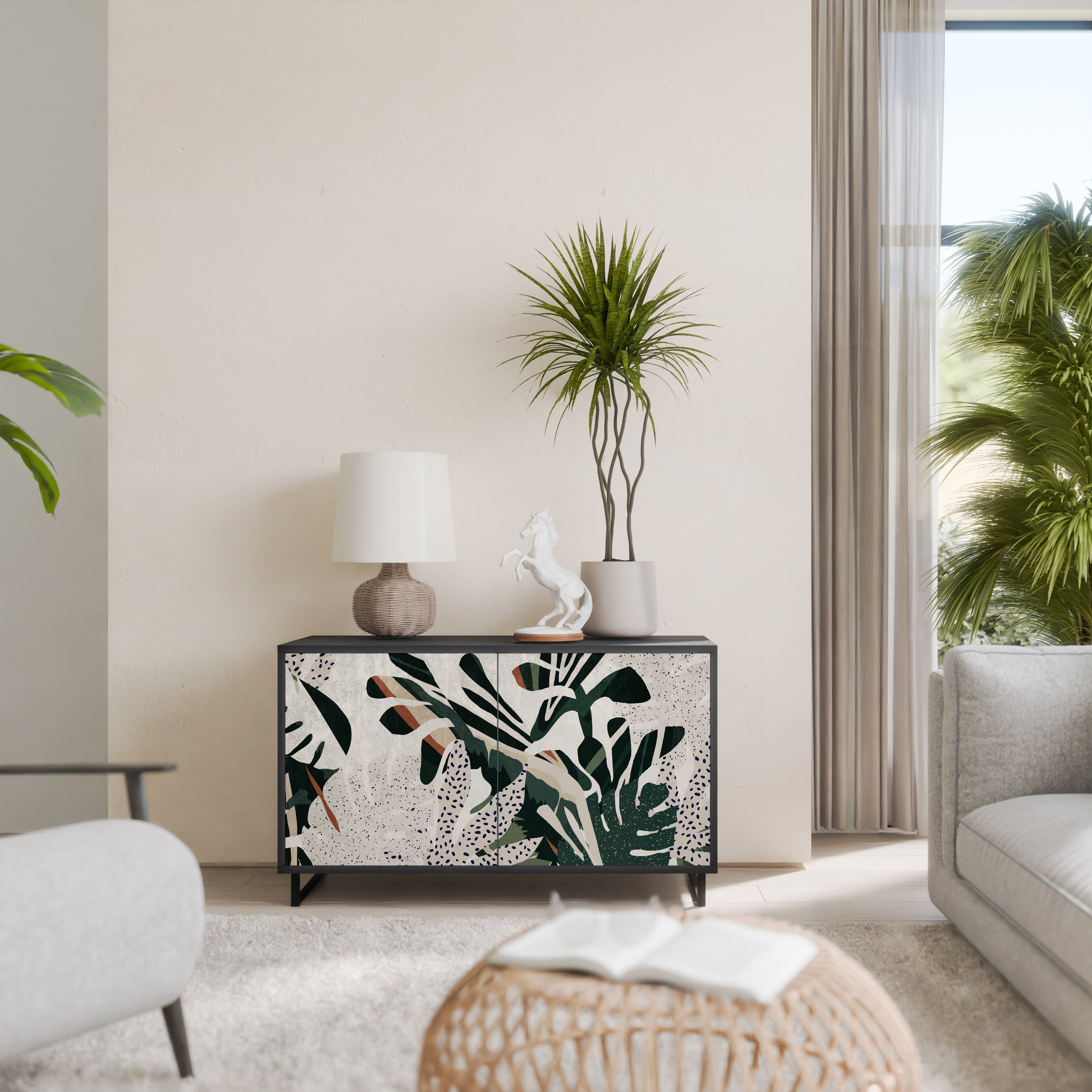 VERDURE FORMATION Aparador de 2 Portas em Acabamento Preto