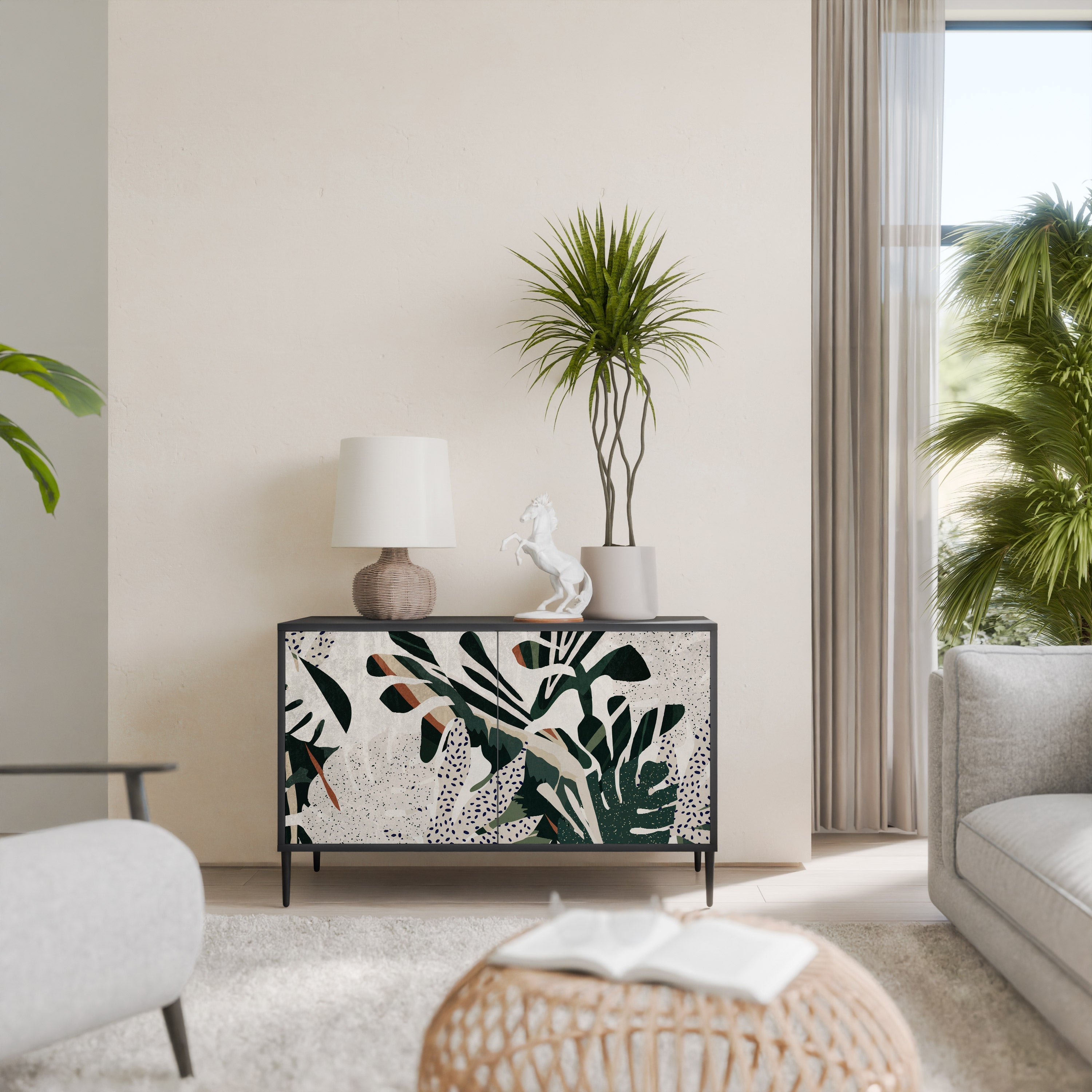 VERDURE FORMATION Aparador de 2 Portas em Acabamento Preto