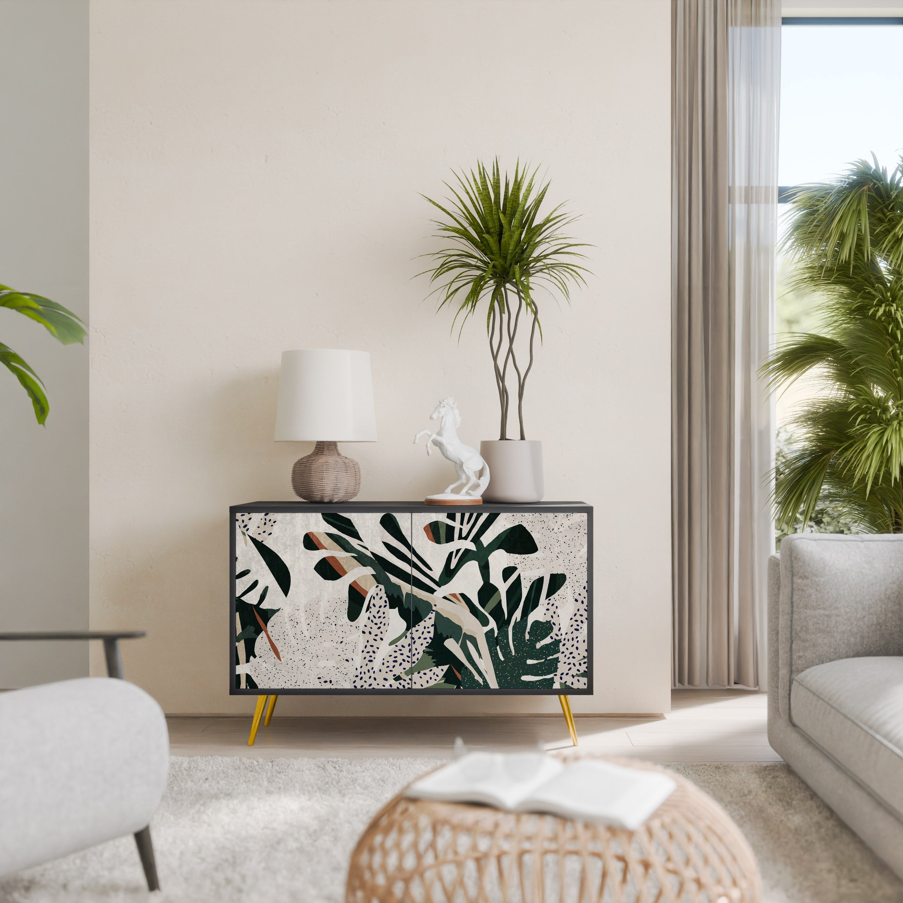 VERDURE FORMATION Aparador de 2 Portas em Acabamento Preto