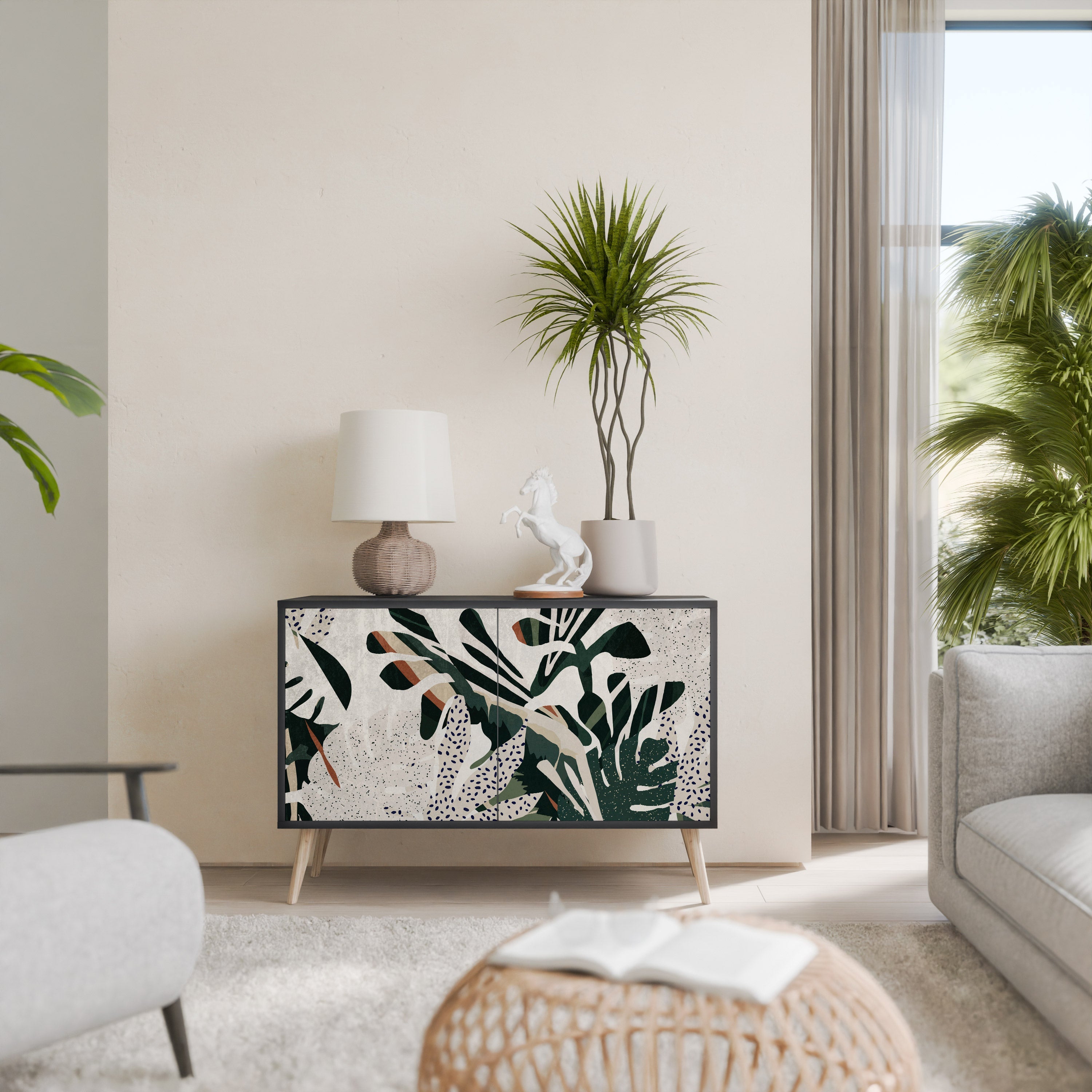 VERDURE FORMATION Aparador de 2 Portas em Acabamento Preto