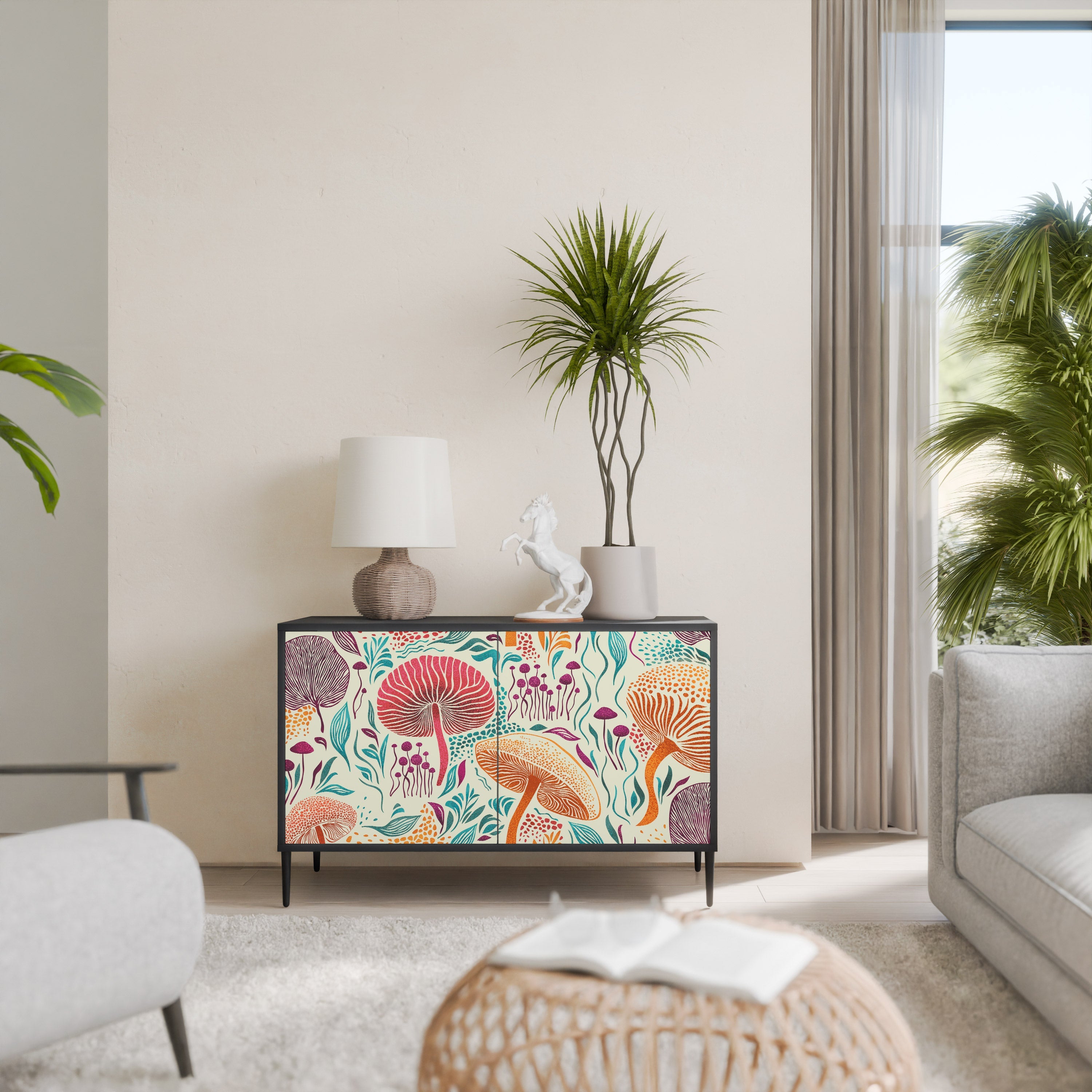 FUNGUS FANTASY Aparador de 2 Portas em Acabamento Preto