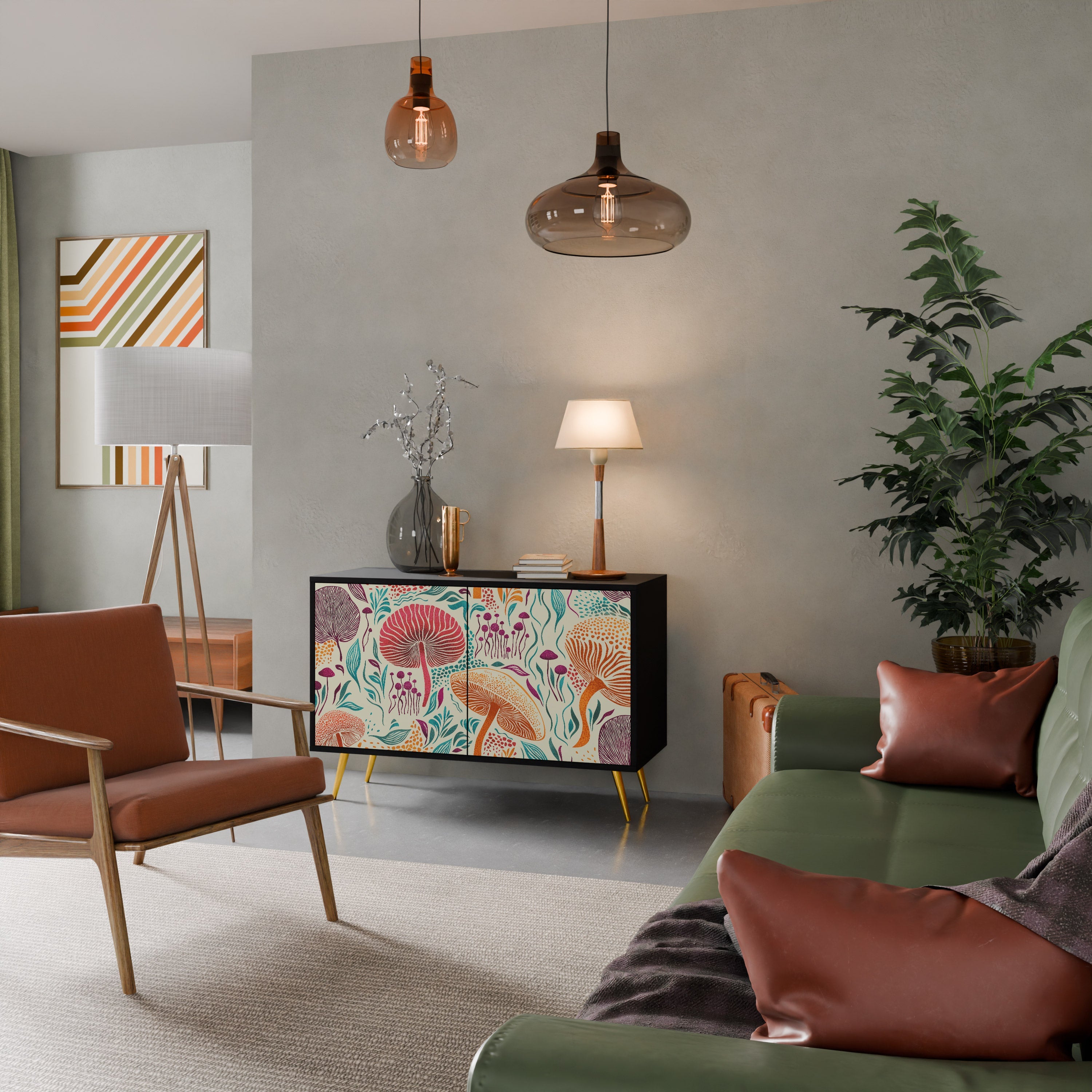 FUNGUS FANTASY Aparador de 2 Portas em Acabamento Preto