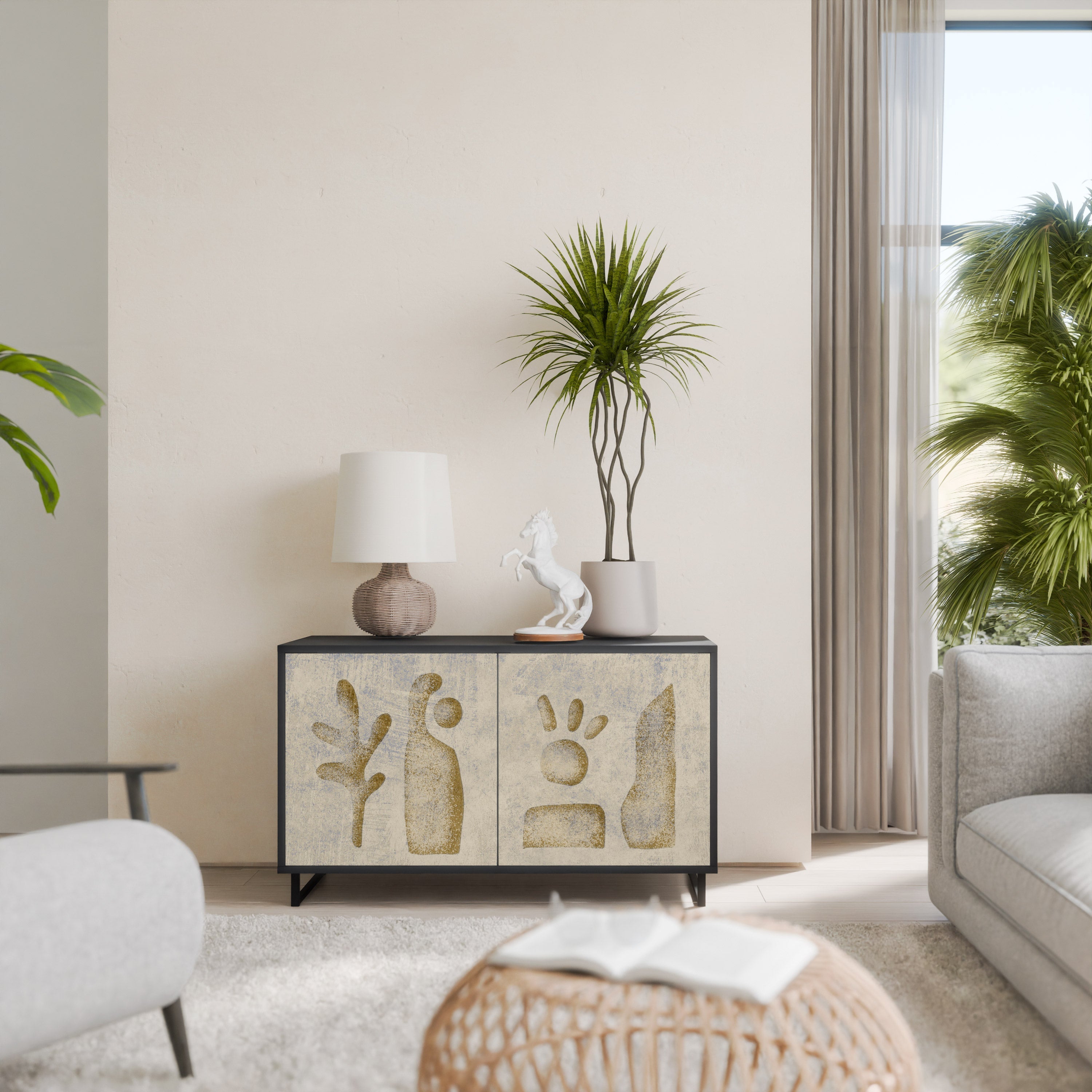 SAND SCULPTURES 2-Door Sideboard in Black Finish