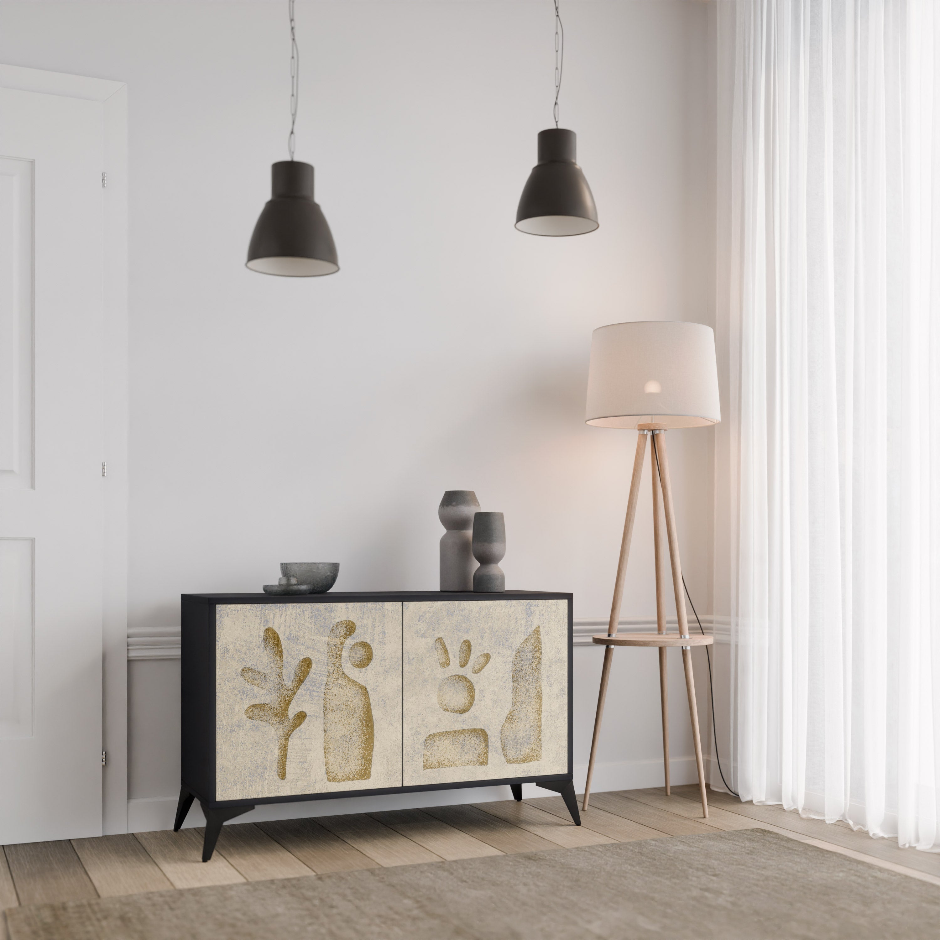 SAND SCULPTURES 2-Door Sideboard in Black Finish