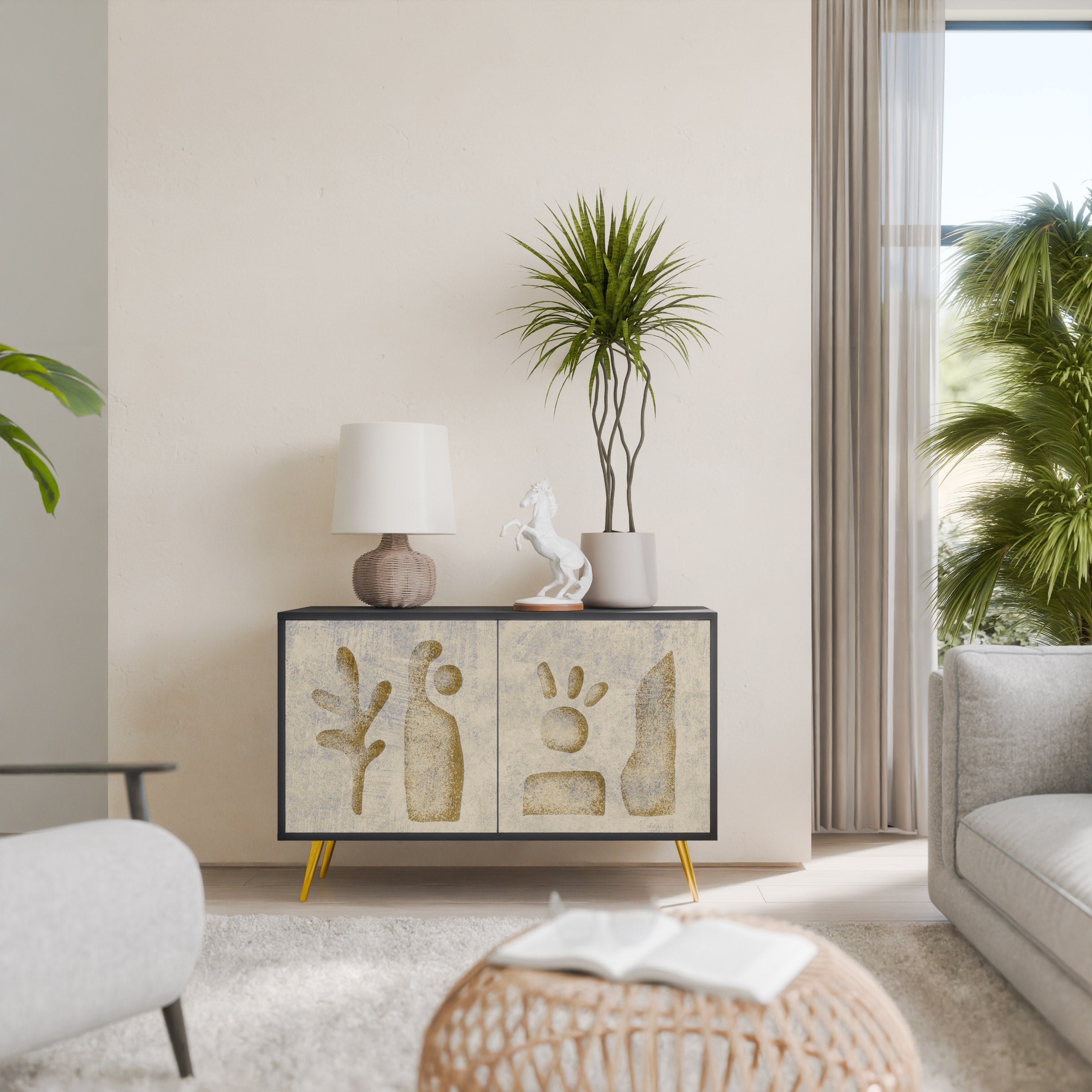 SAND SCULPTURES 2-Door Sideboard in Black Finish