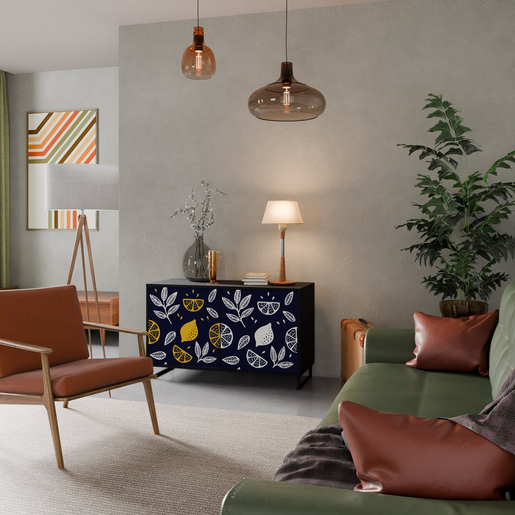 CITRUS BLACK AND WHITE Aparador de 2 Portas em Acabamento Preto