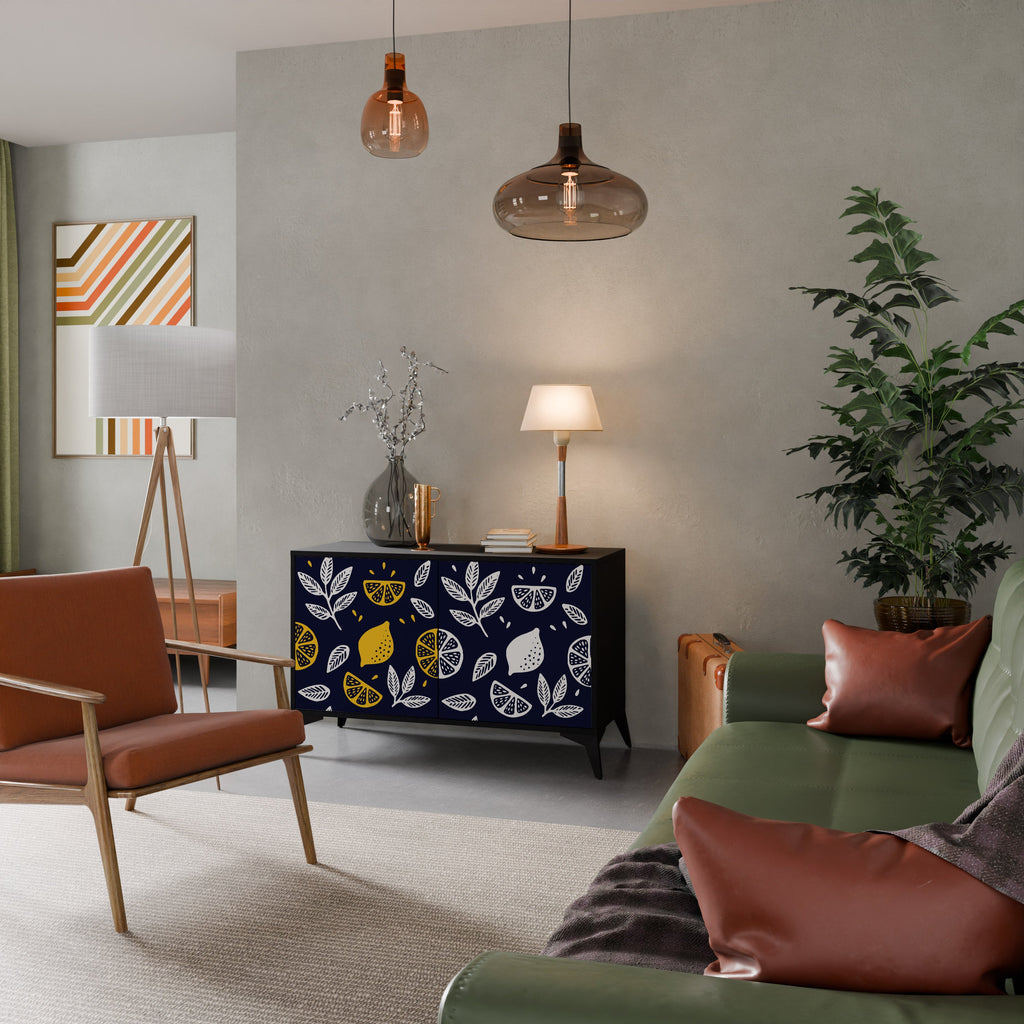 CITRUS BLACK AND WHITE Aparador de 2 Portas em Acabamento Preto