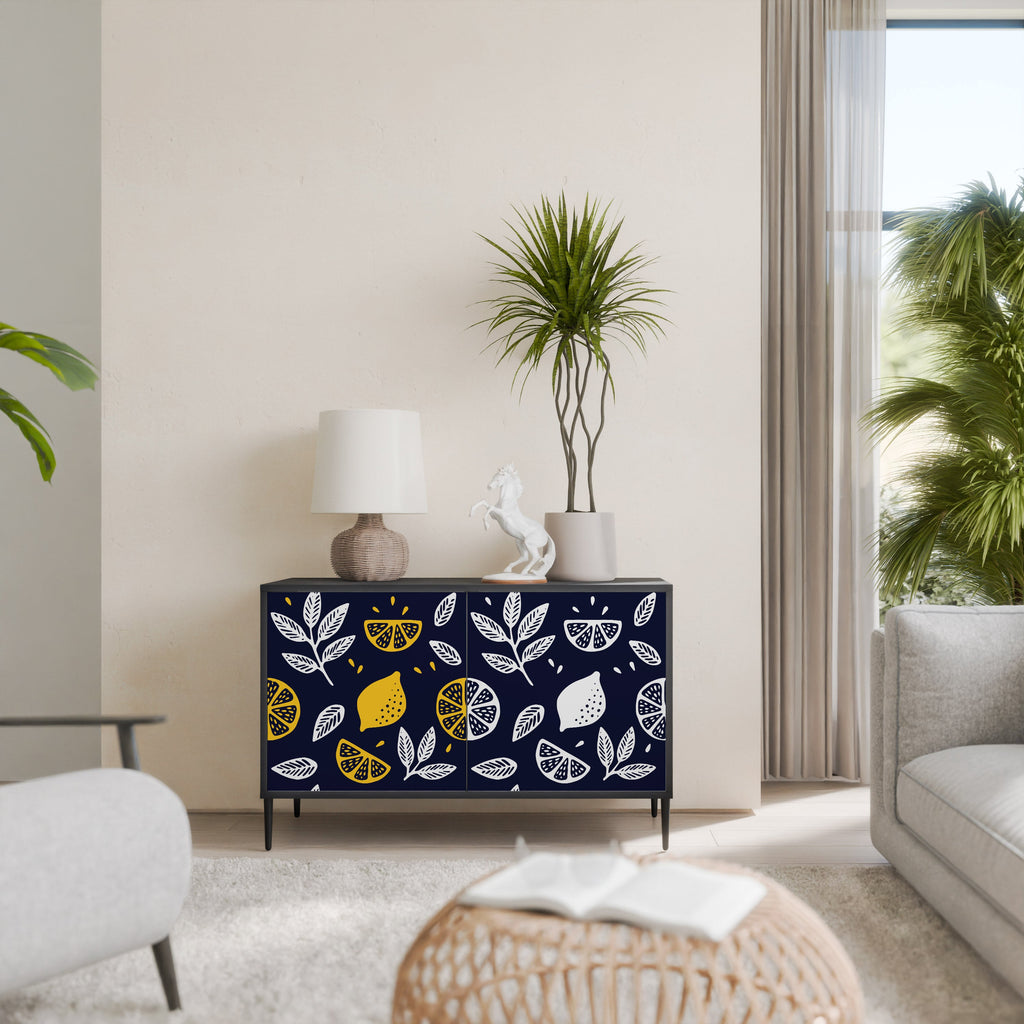 CITRUS BLACK AND WHITE Aparador de 2 Portas em Acabamento Preto