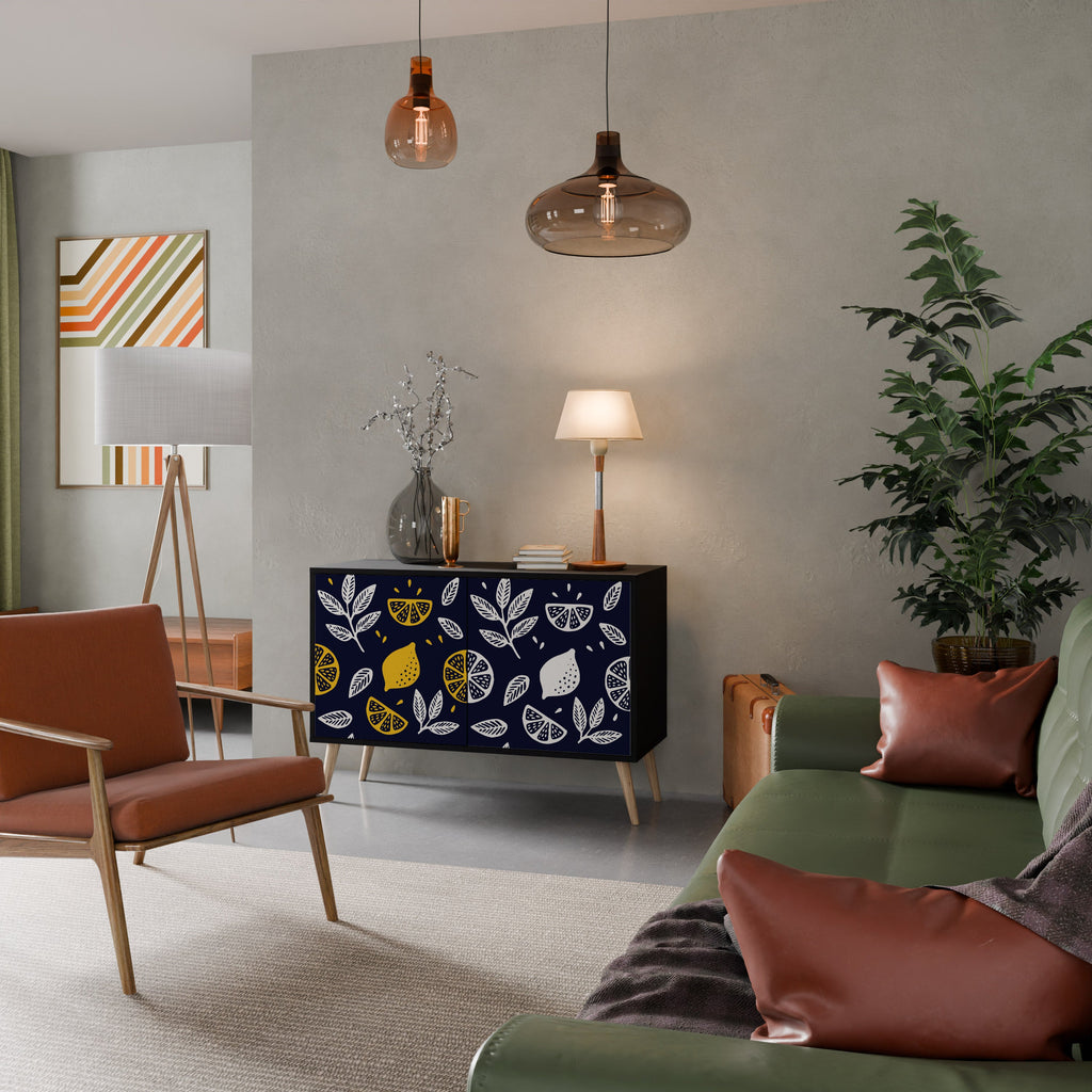 CITRUS BLACK AND WHITE Aparador de 2 Portas em Acabamento Preto