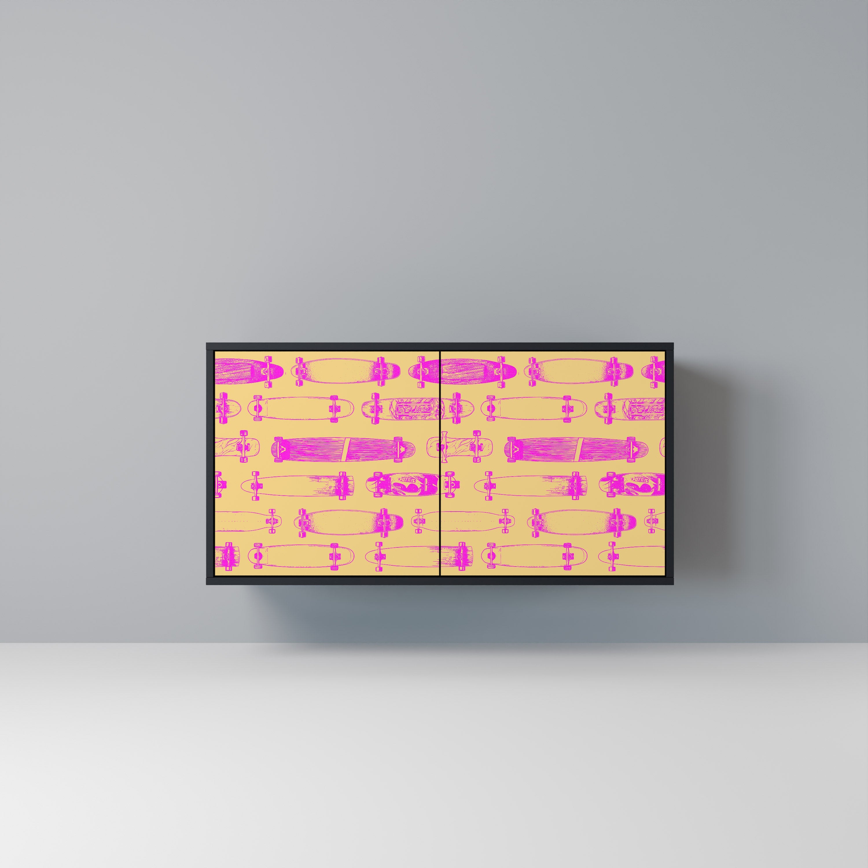 SKATEBOARD ARTISTRY Aparador de 2 Portas em Acabamento Preto