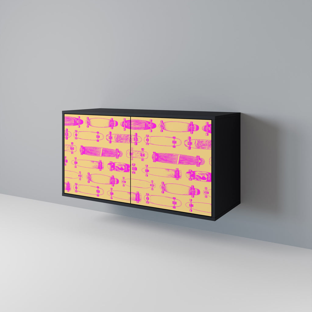 SKATEBOARD ARTISTRY Aparador de 2 Portas em Acabamento Preto