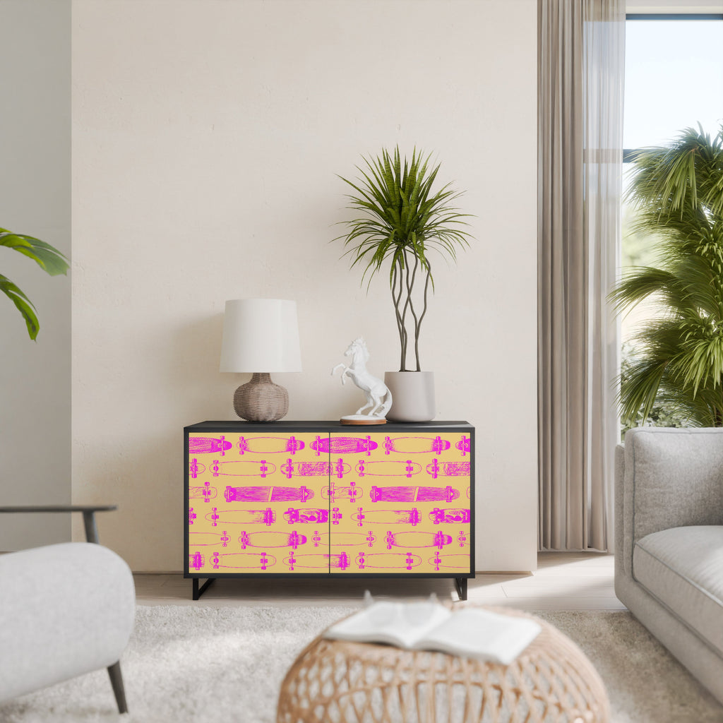 SKATEBOARD ARTISTRY Aparador de 2 Portas em Acabamento Preto