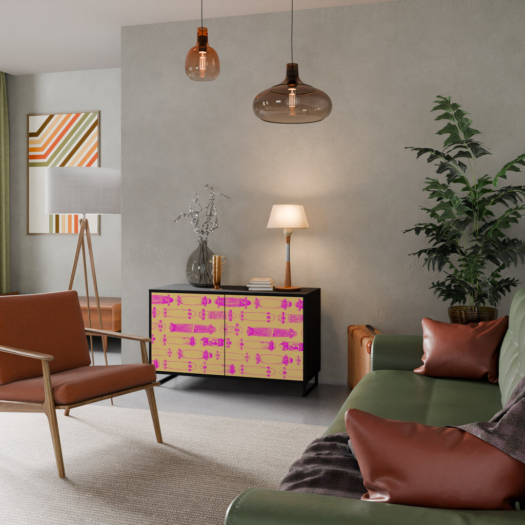 SKATEBOARD ARTISTRY Aparador de 2 Portas em Acabamento Preto