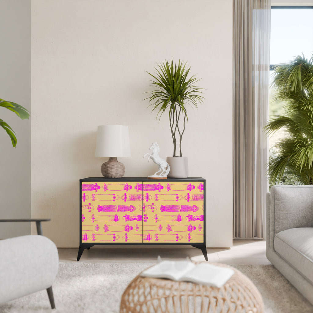 SKATEBOARD ARTISTRY Aparador de 2 Portas em Acabamento Preto