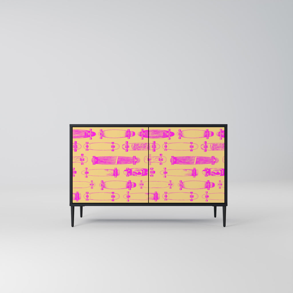 SKATEBOARD ARTISTRY Aparador de 2 Portas em Acabamento Preto