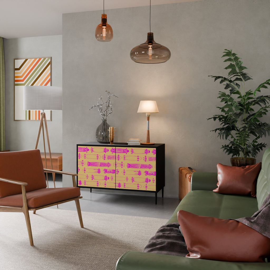 SKATEBOARD ARTISTRY Aparador de 2 Portas em Acabamento Preto