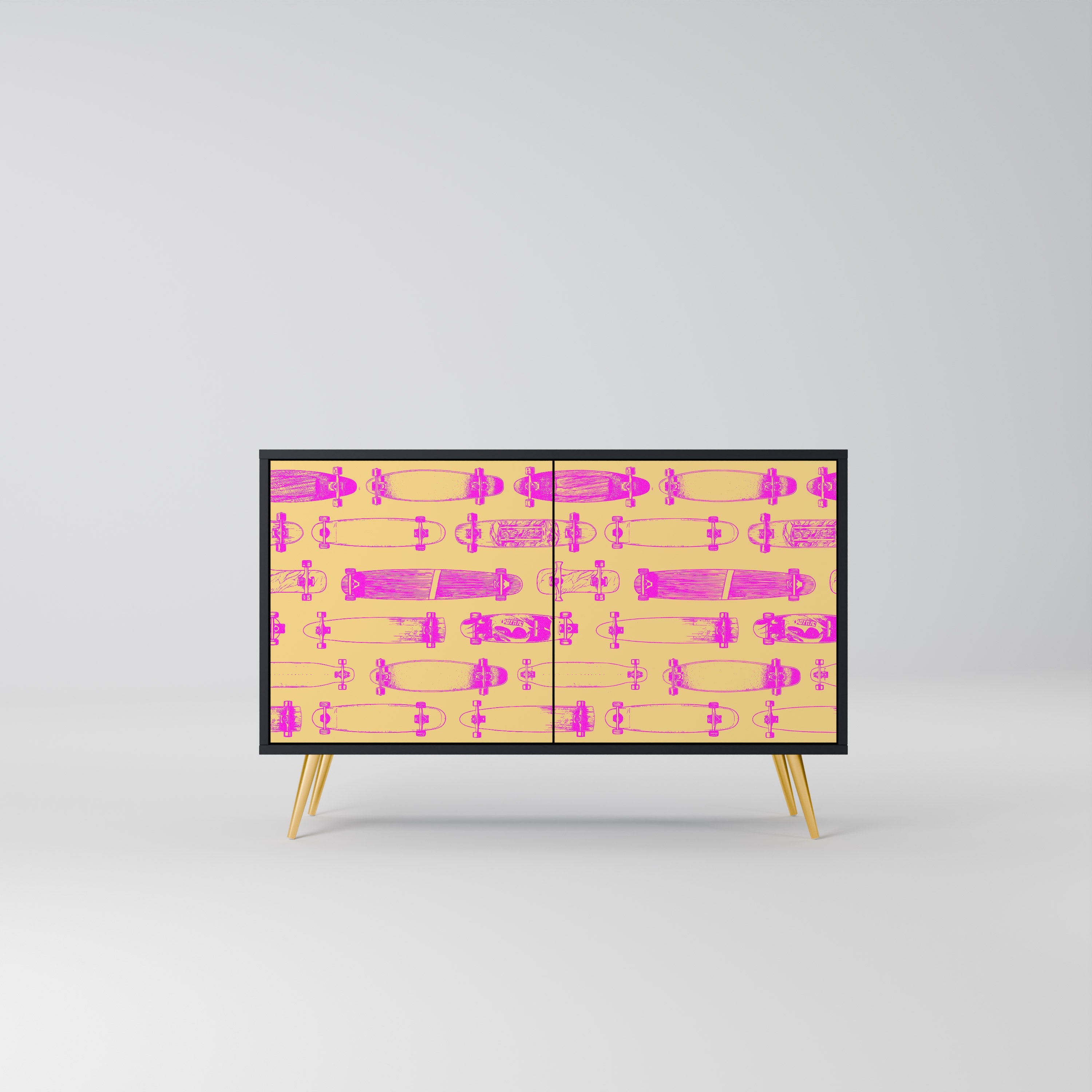 SKATEBOARD ARTISTRY Aparador de 2 Portas em Acabamento Preto