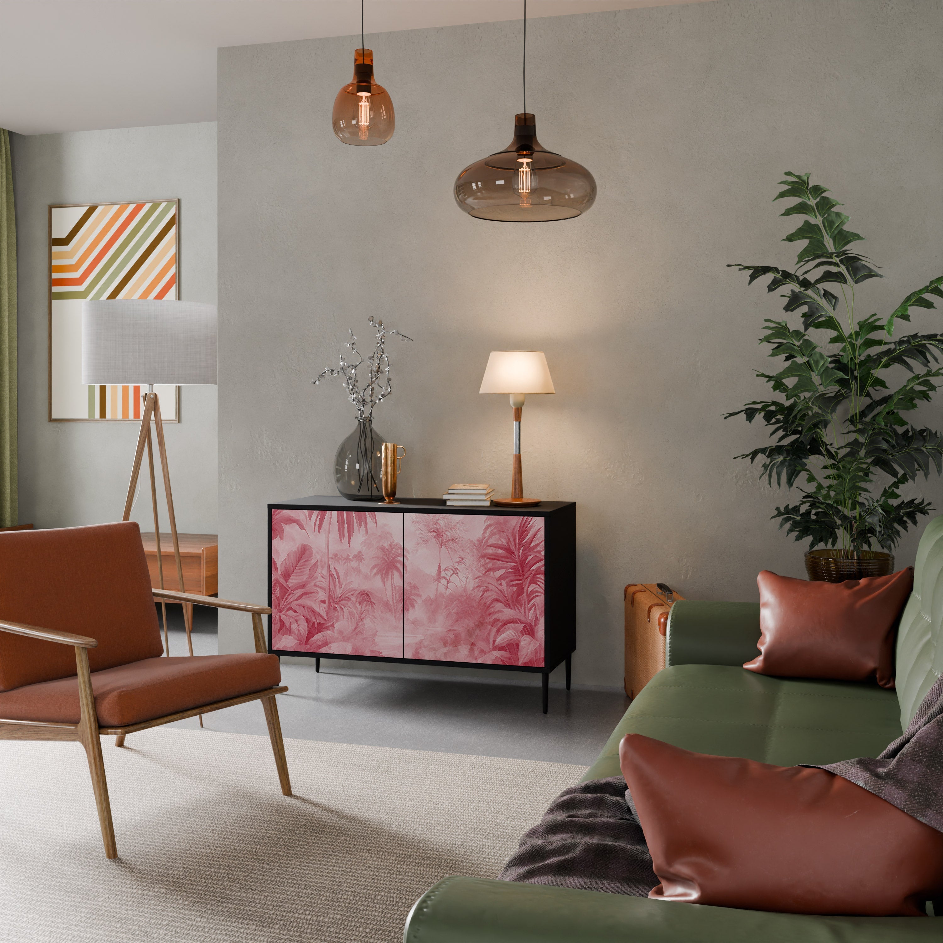 SWEET TROPICS Aparador de 2 Portas em Acabamento Preto