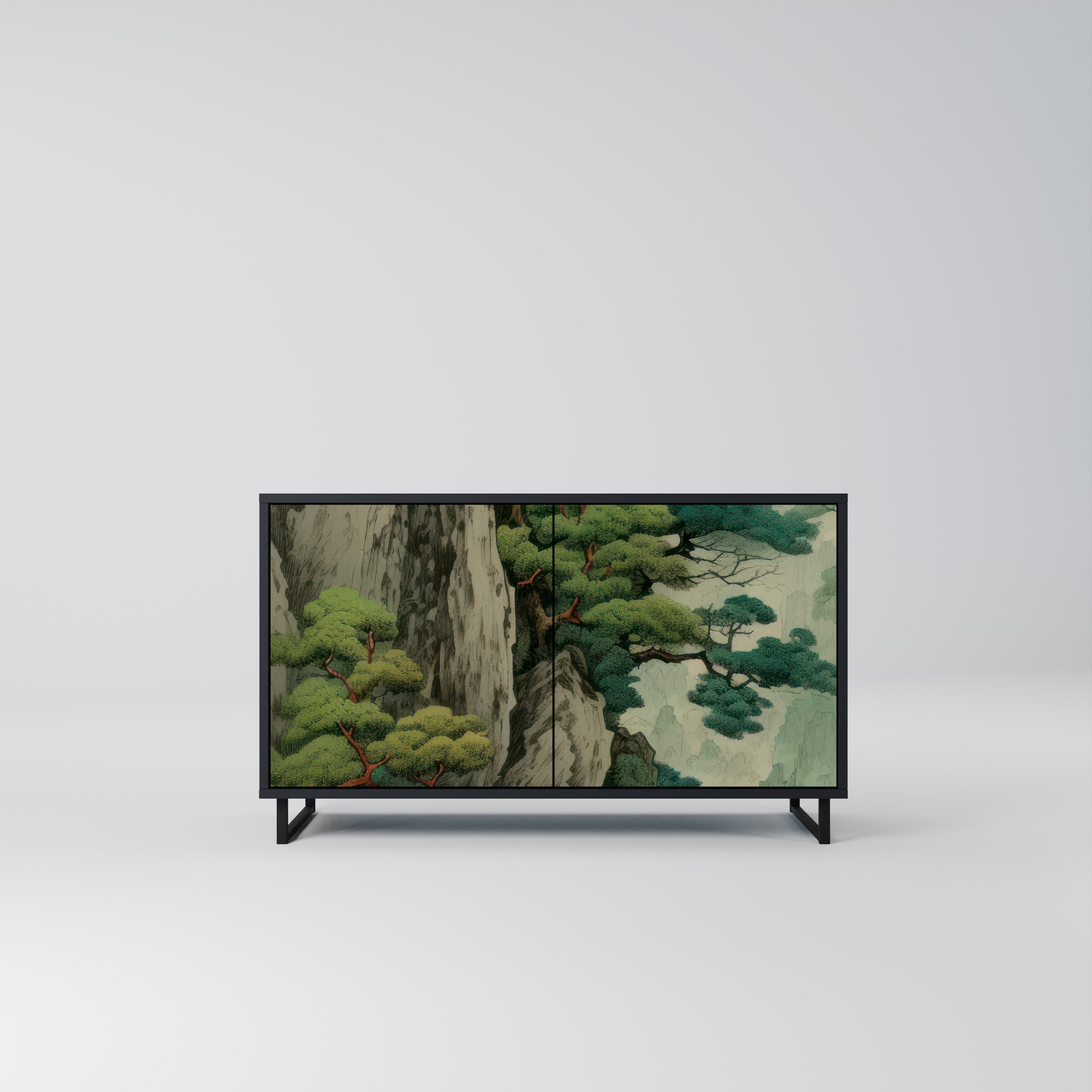 VERDURE ABYSS Aparador de 2 Portas em Acabamento Preto